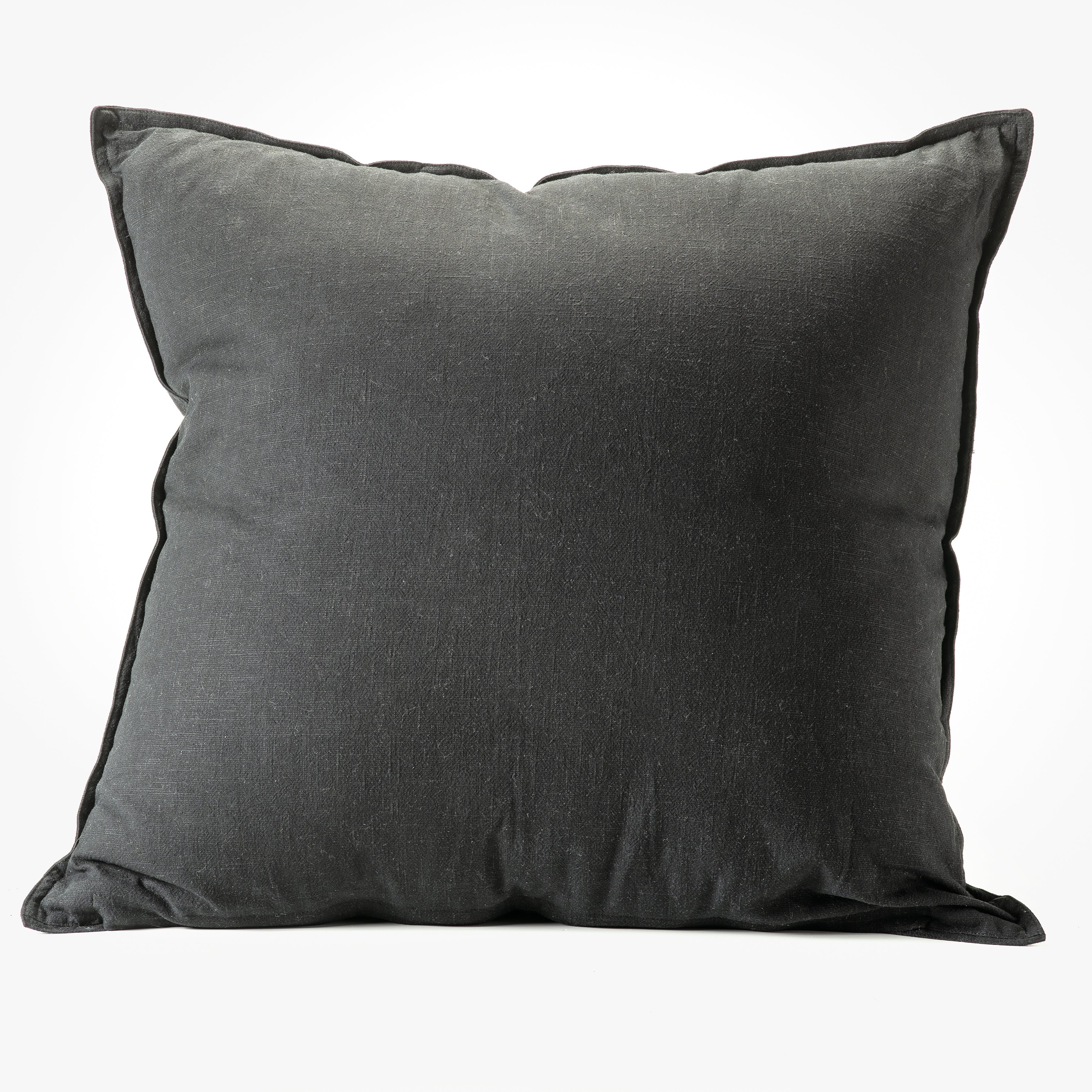 Black Linen Decorative Pillow 24" x 24"-Decorative Cushions-DECOROLALA