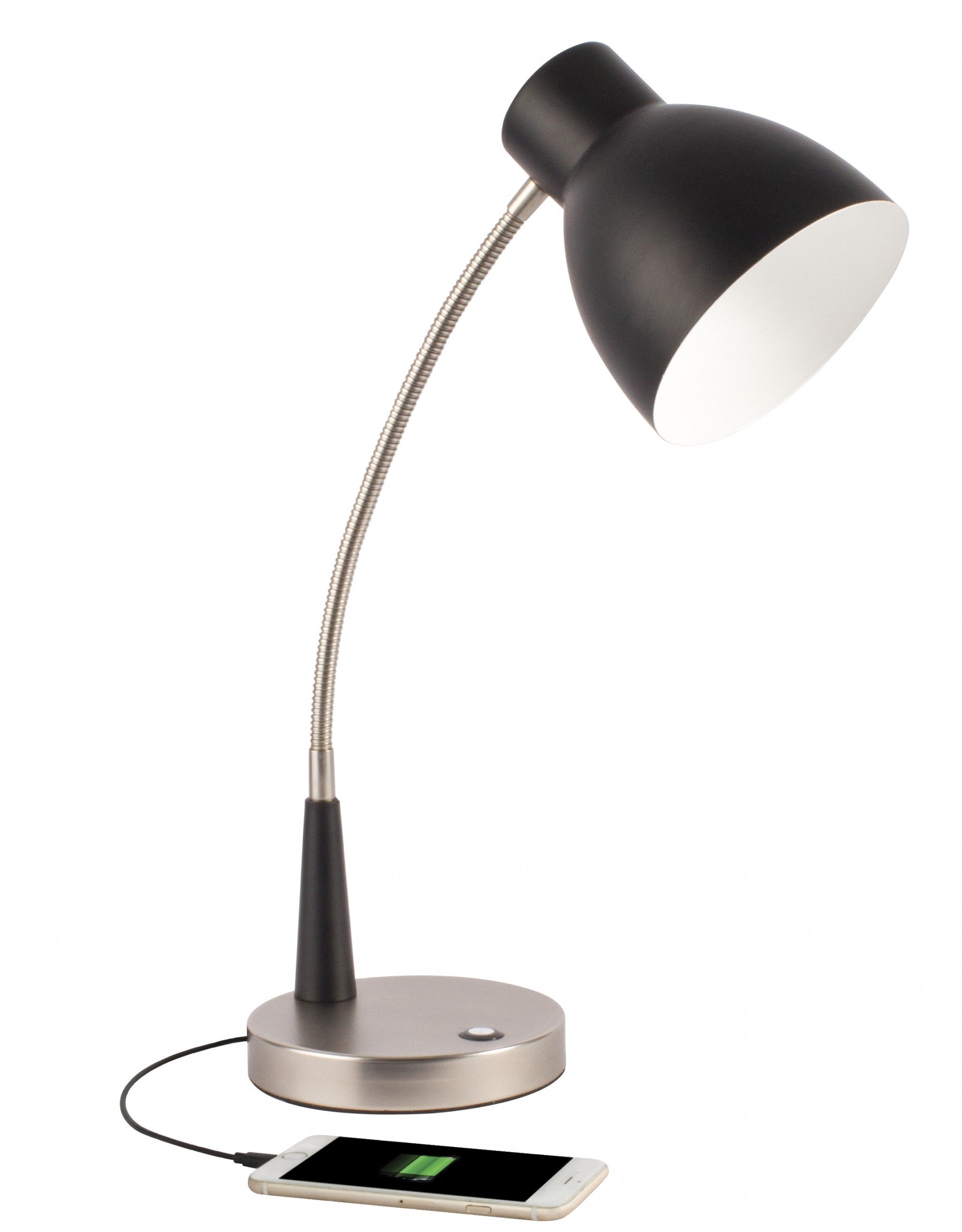 Black Matte and Silver LED Adjustable Desk Lamp-Table Lamps-DECOROLALA