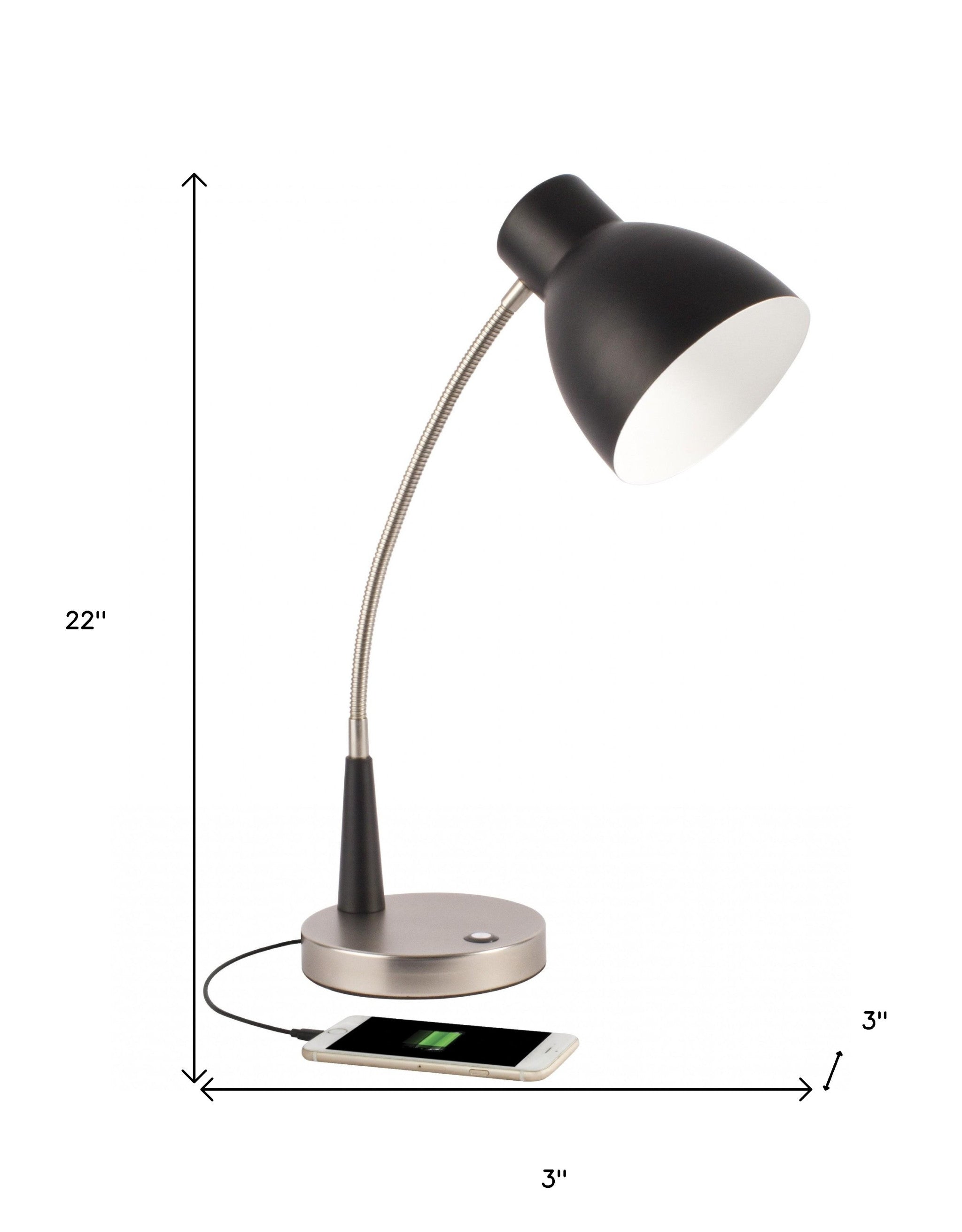 Black Matte and Silver LED Adjustable Desk Lamp-Table Lamps-DECOROLALA