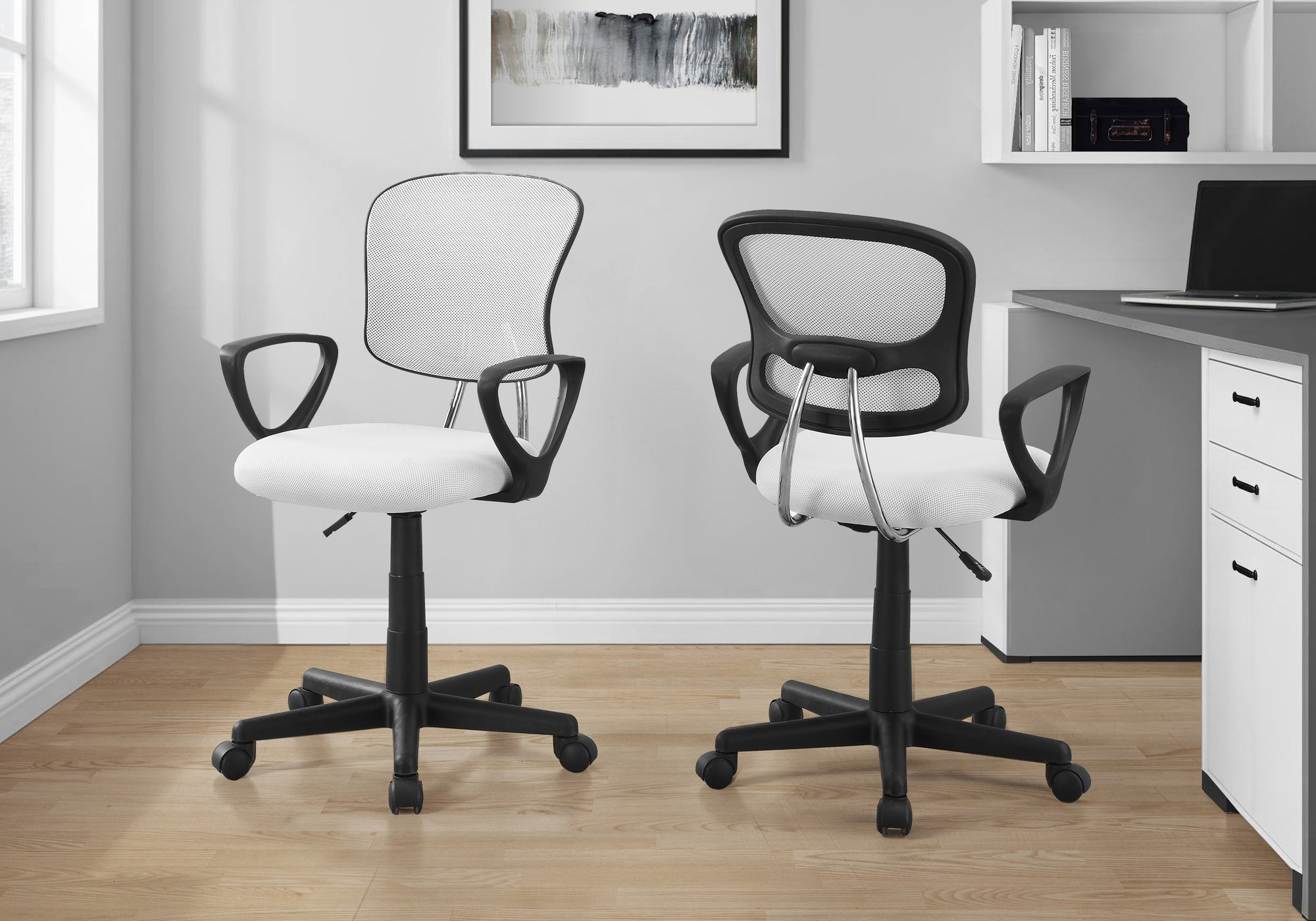 Black Mesh Juvenile Office Chair with Armrests-Computer Desk-DECOROLALA