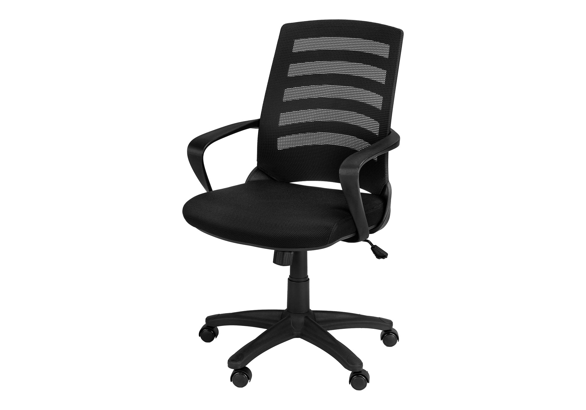 Black Mesh Mid-Back Office Chair with Armrests-Office Chair-DECOROLALA