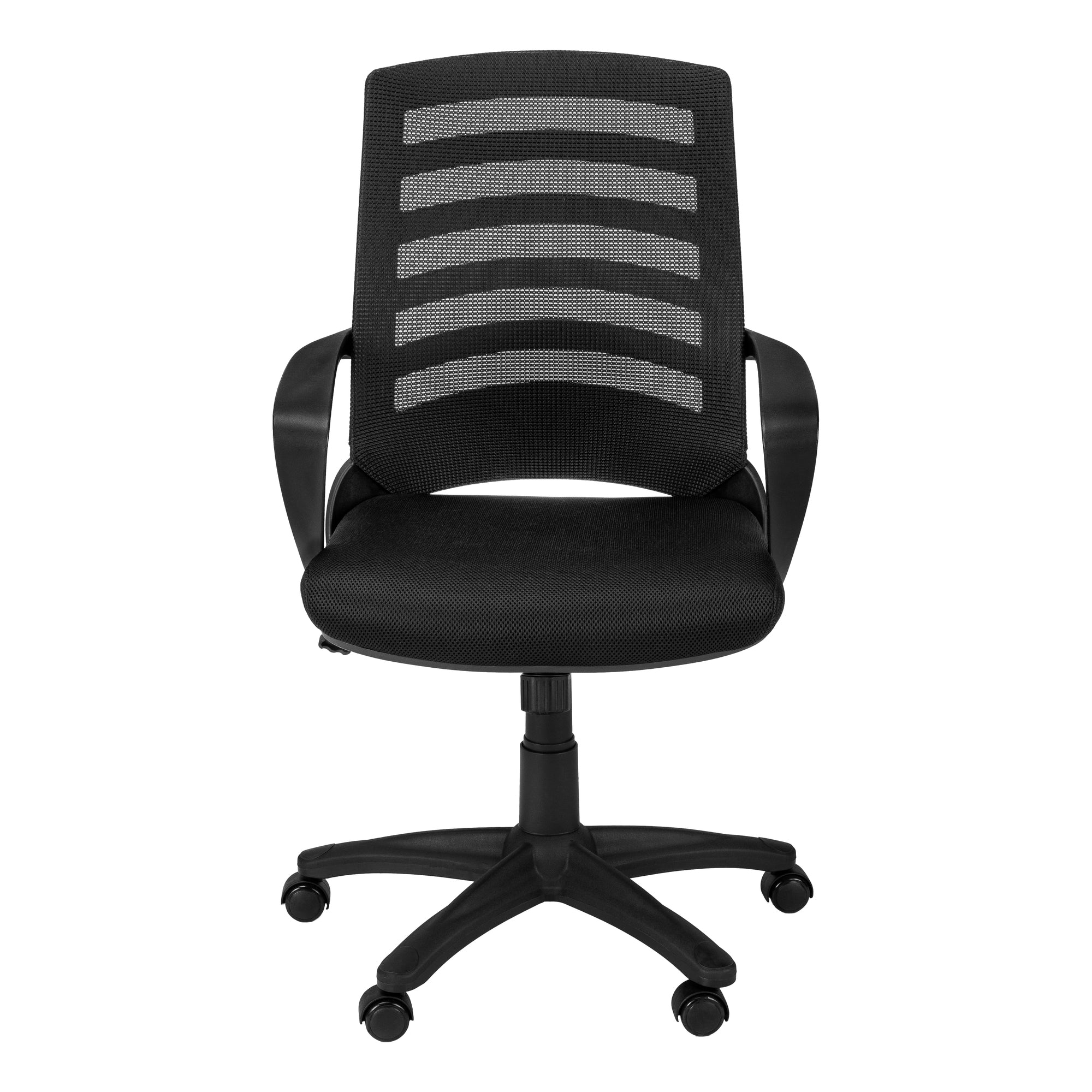 Black Mesh Mid-Back Office Chair with Armrests-Office Chair-DECOROLALA