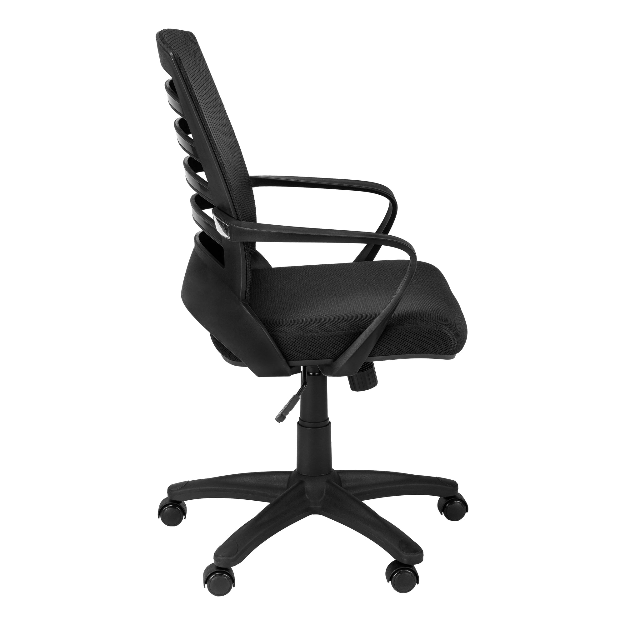 Black Mesh Mid-Back Office Chair with Armrests-Office Chair-DECOROLALA