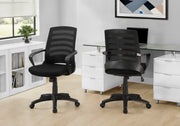 Black Mesh Mid-Back Office Chair with Armrests-Office Chair-DECOROLALA