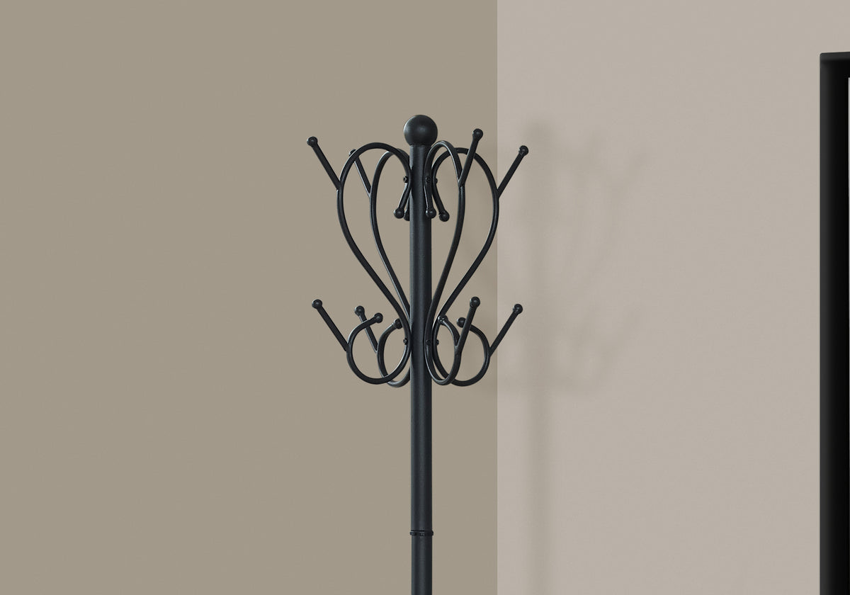 Black Metal Coat Rack with Umbrella Holder, 71"H-Coat Racks-DECOROLALA