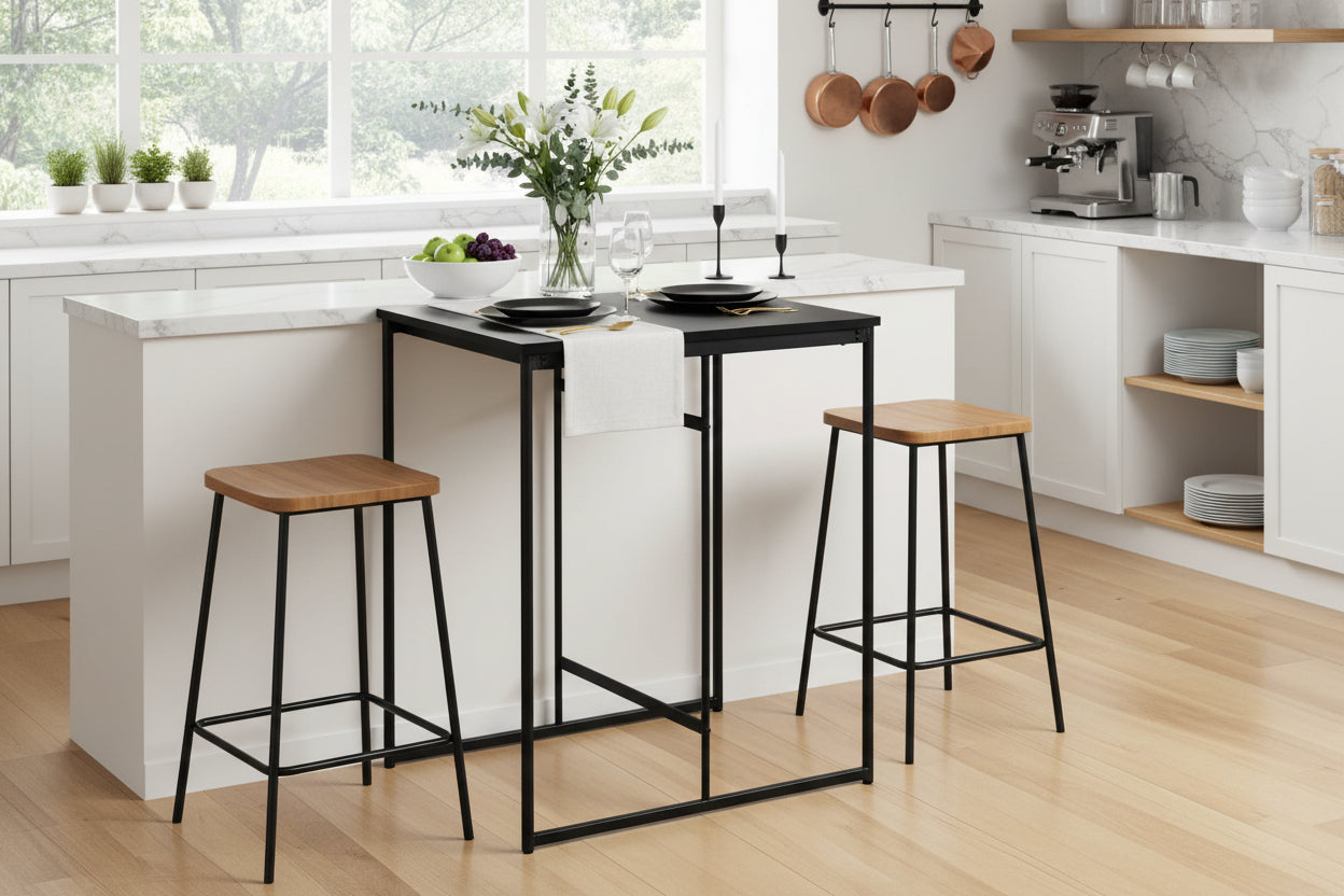 Black Metal Counter Height Dining Table 32"-Dining Table-DECOROLALA