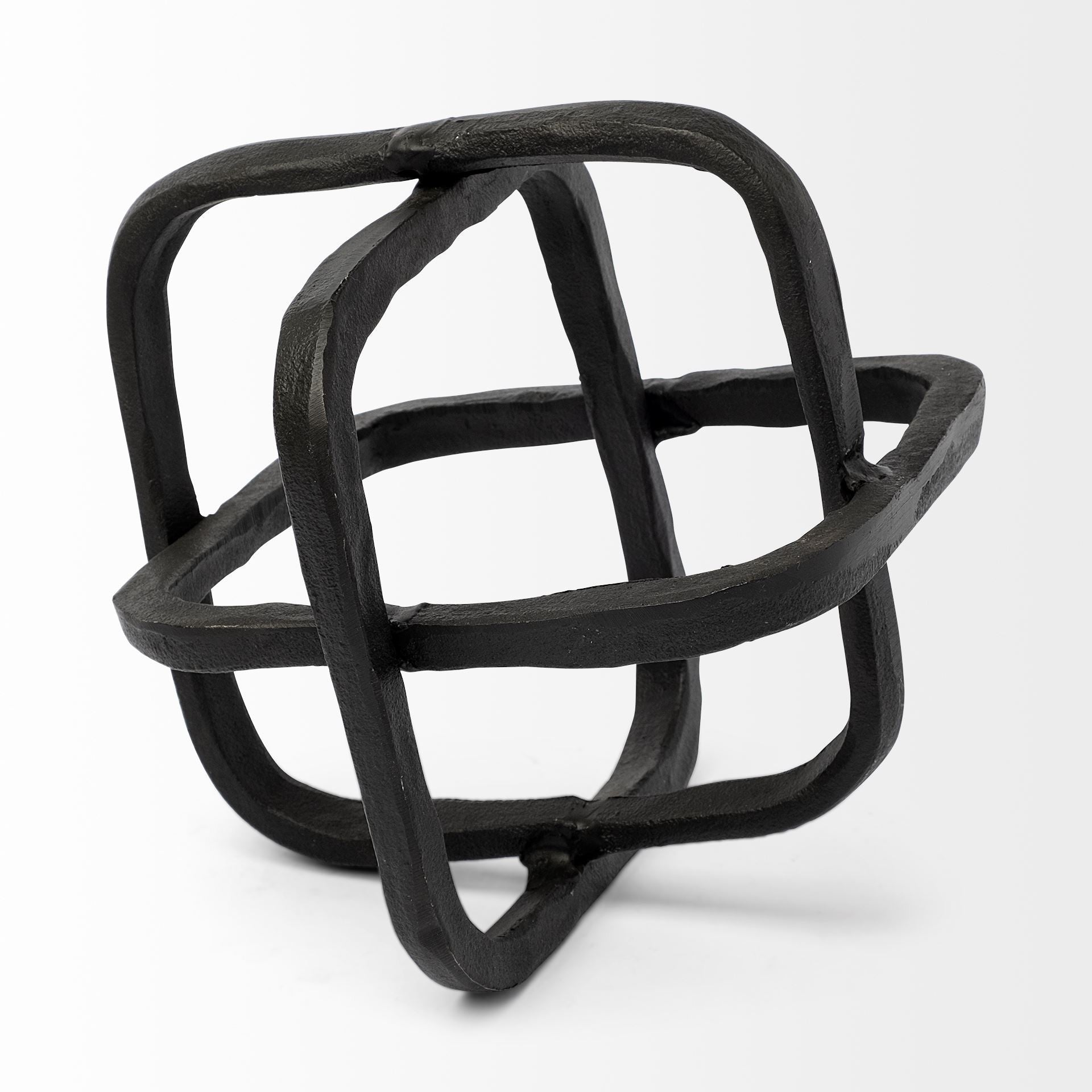 Black Metal Cube Shaped Link Sculpture-Sculptures-DECOROLALA