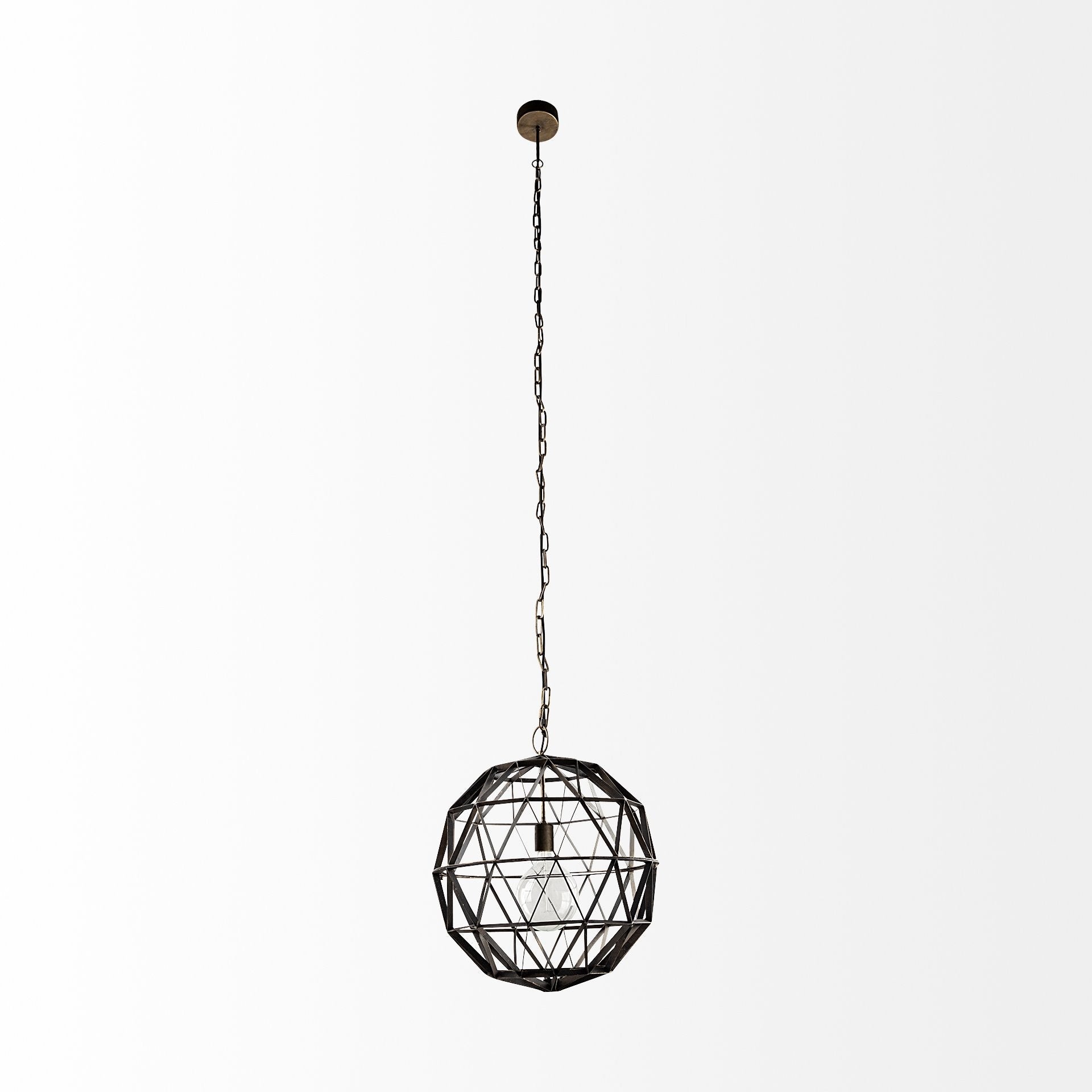 Black Metal Geometric Globe Hanging Light-Chandeliers-DECOROLALA
