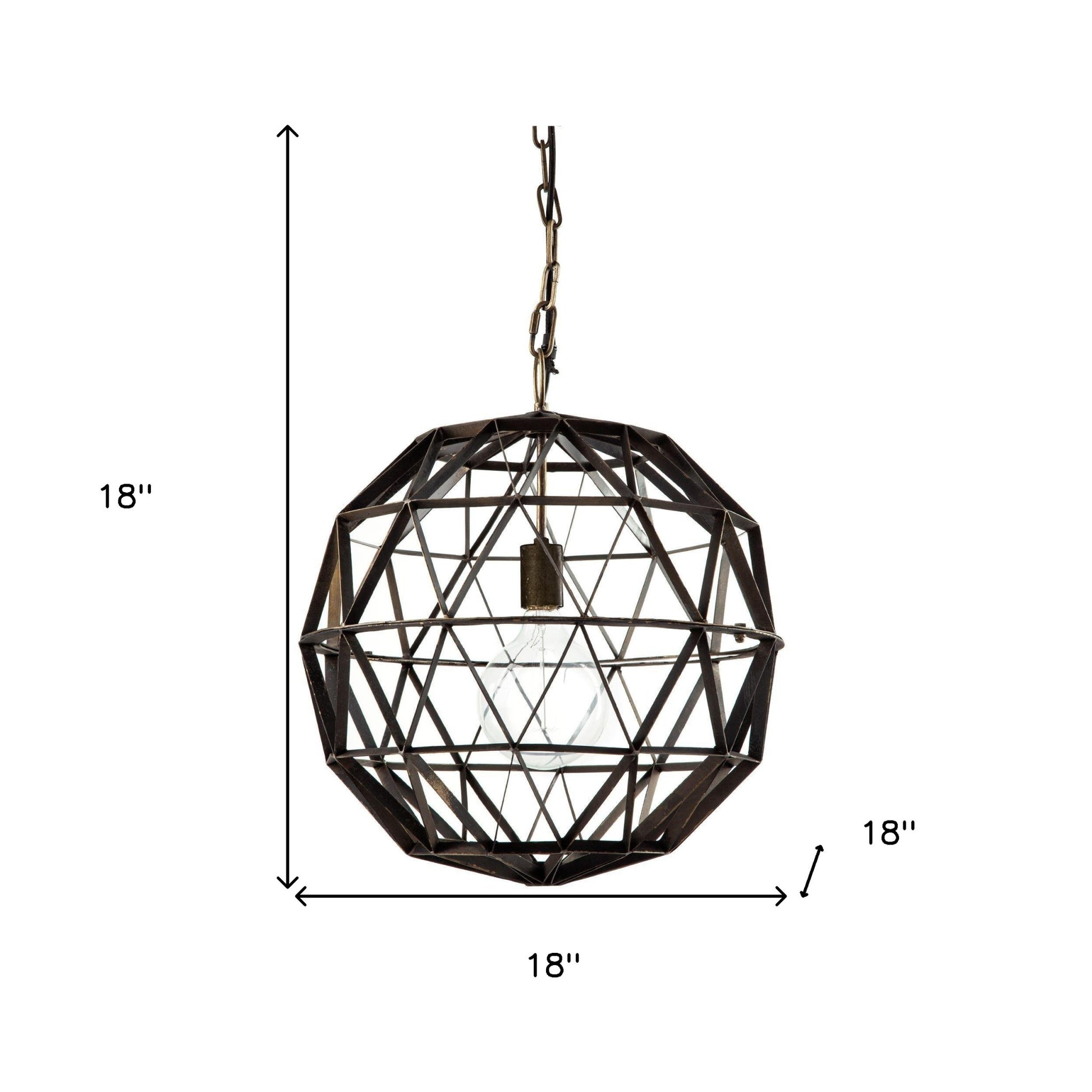 Black Metal Geometric Globe Hanging Light-Chandeliers-DECOROLALA