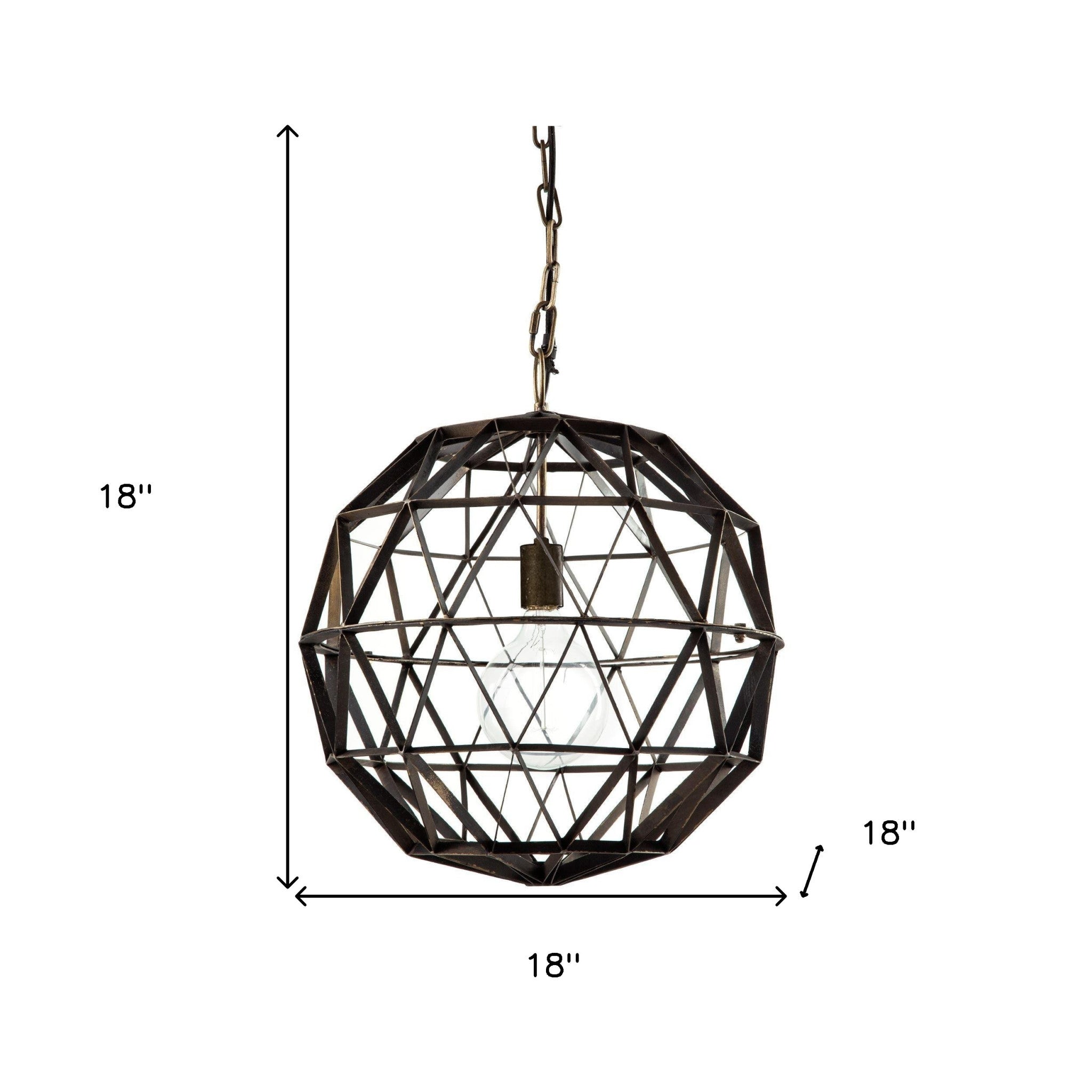 Black Metal Geometric Globe Hanging Light-Chandeliers-DECOROLALA