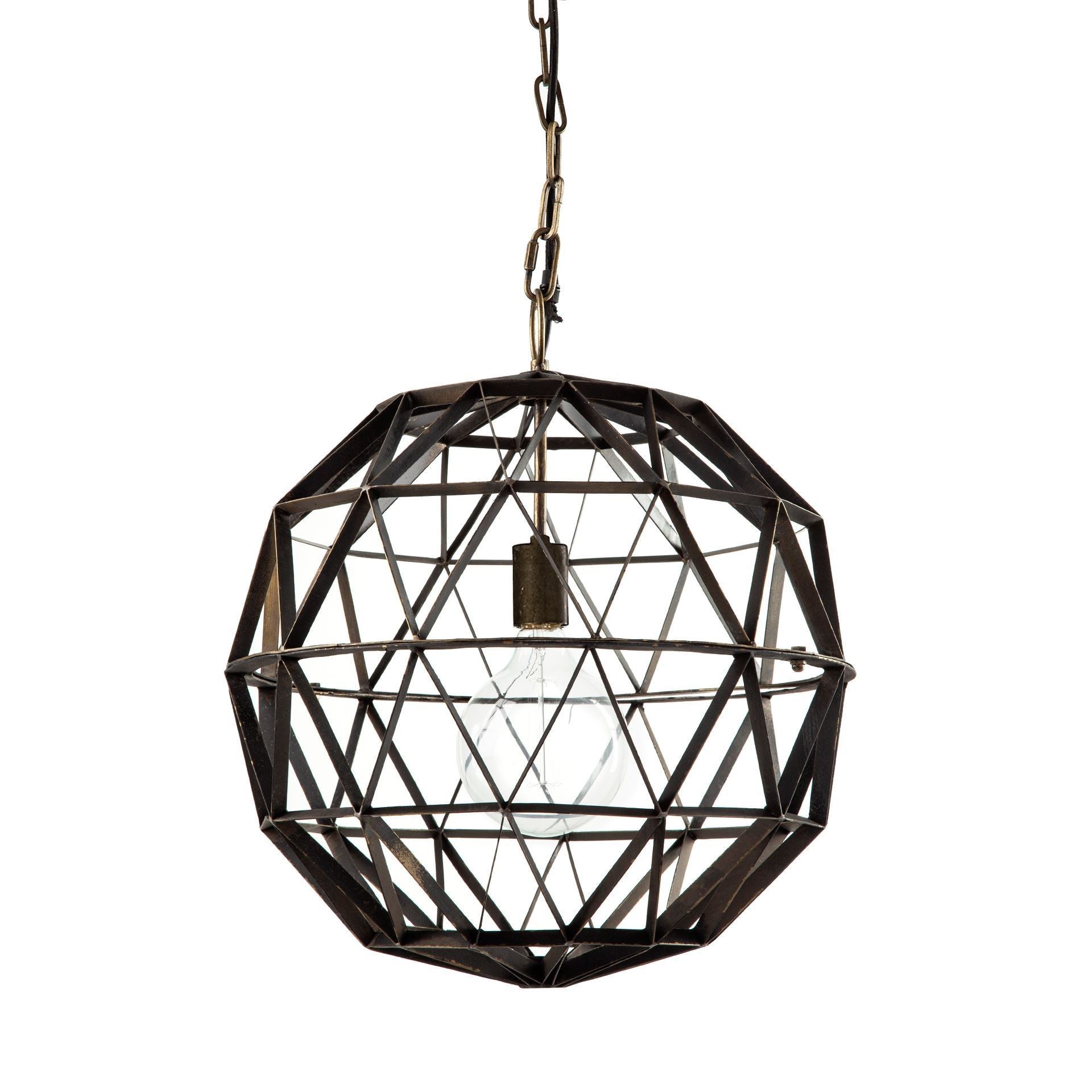 Black Metal Geometric Globe Hanging Light-Chandeliers-DECOROLALA