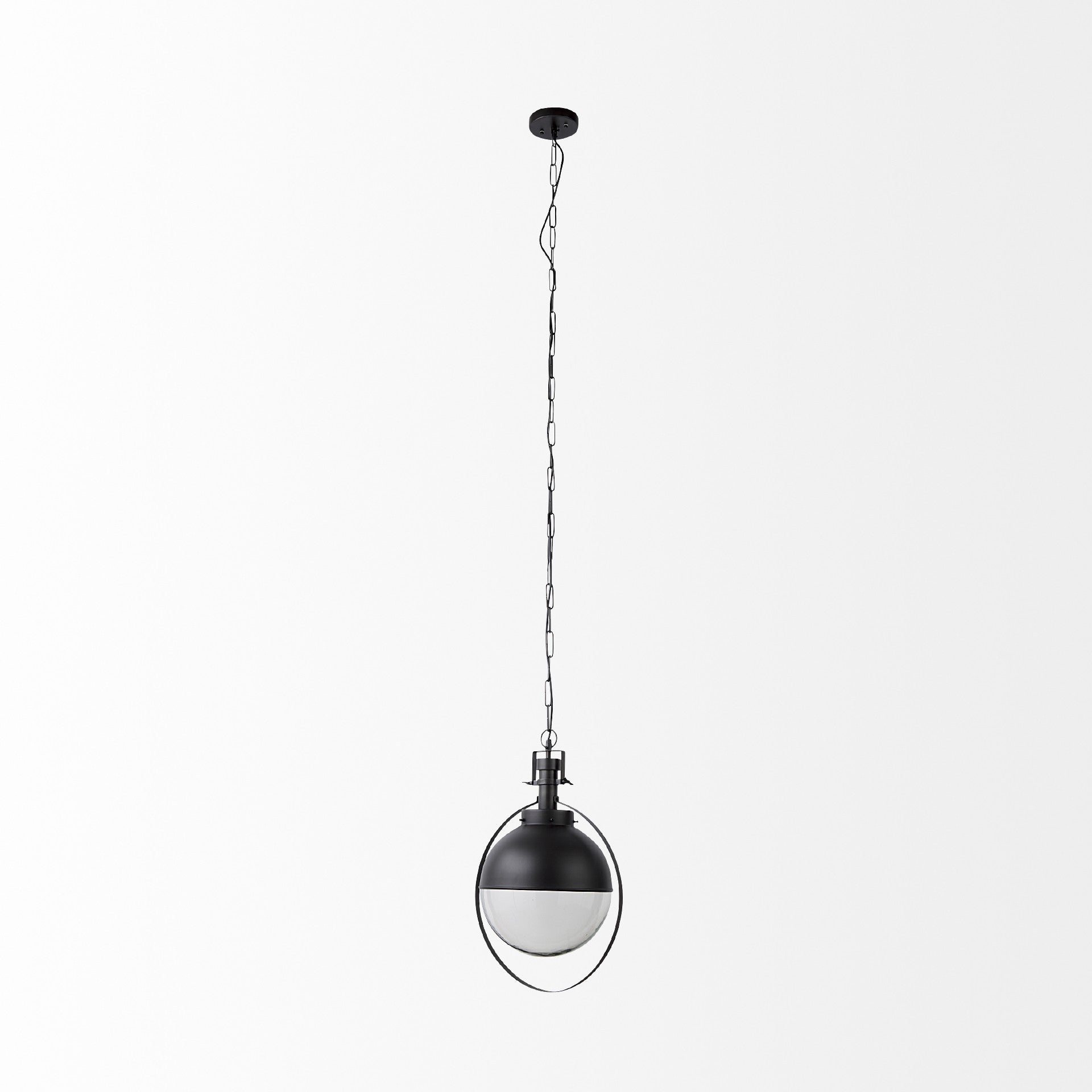 Black Metal Sphere Pendant Hanging Light-Pendants-Hanging Lights-DECOROLALA