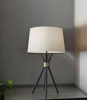 Black Metal Tripod Leg With Antique Brass Accent Table Lamp-Table Lamps-DECOROLALA