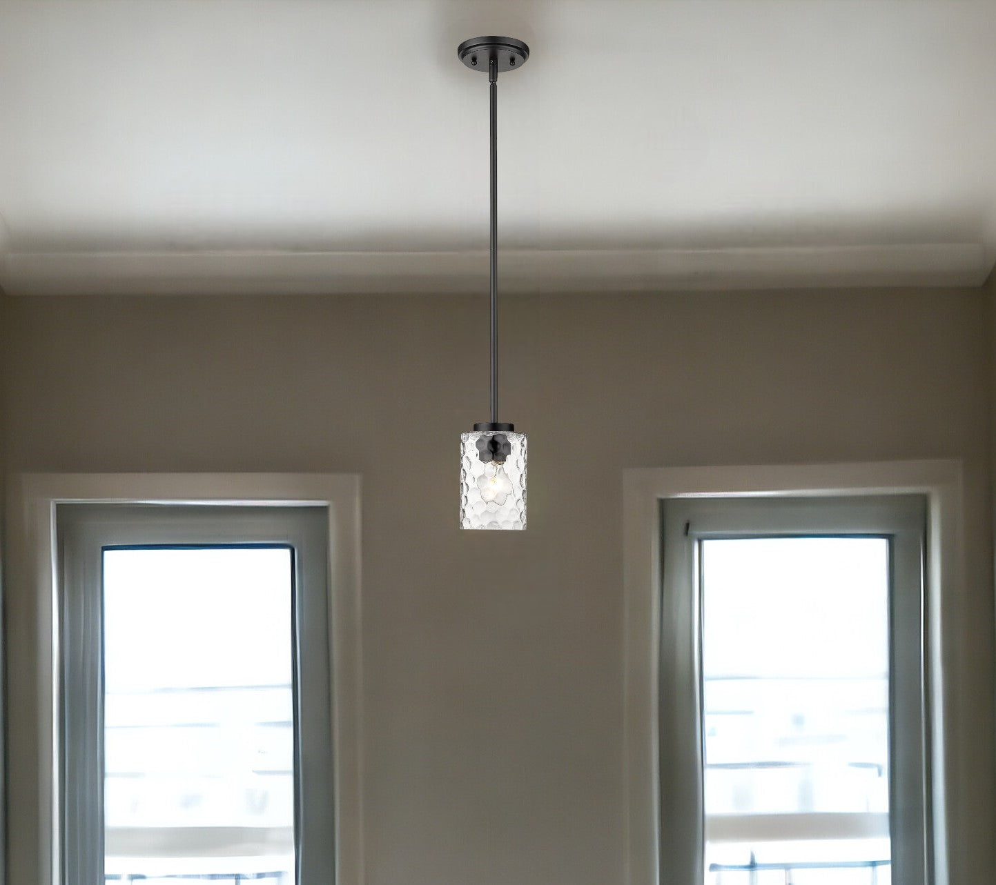 Black Metal and Glass Mini Pendant Hanging Light-Pendants-Hanging Lights-DECOROLALA
