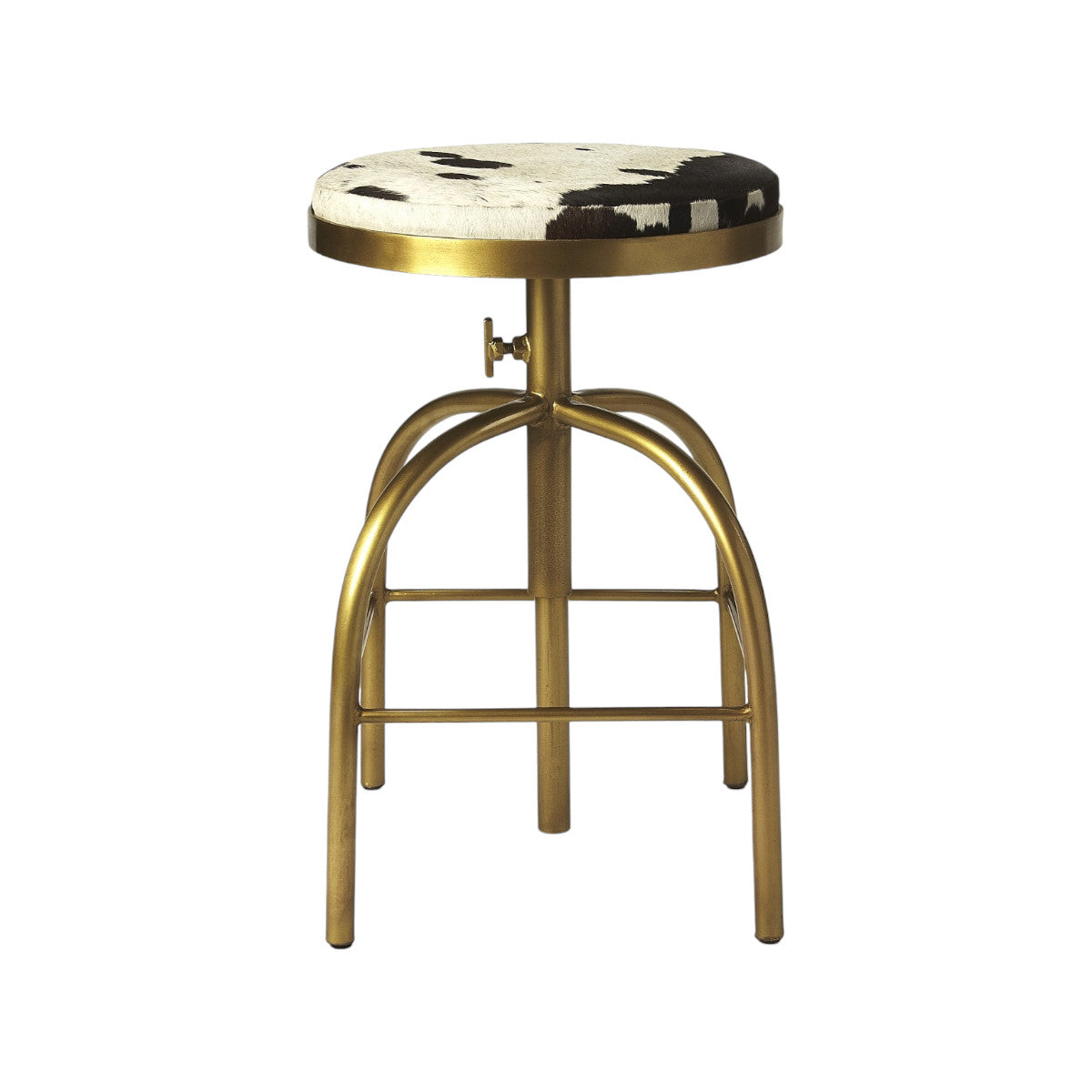 Black Off White and Gold Iron Backless Adjustable Height Swivel Bar Chair-Bar Chairs-DECOROLALA