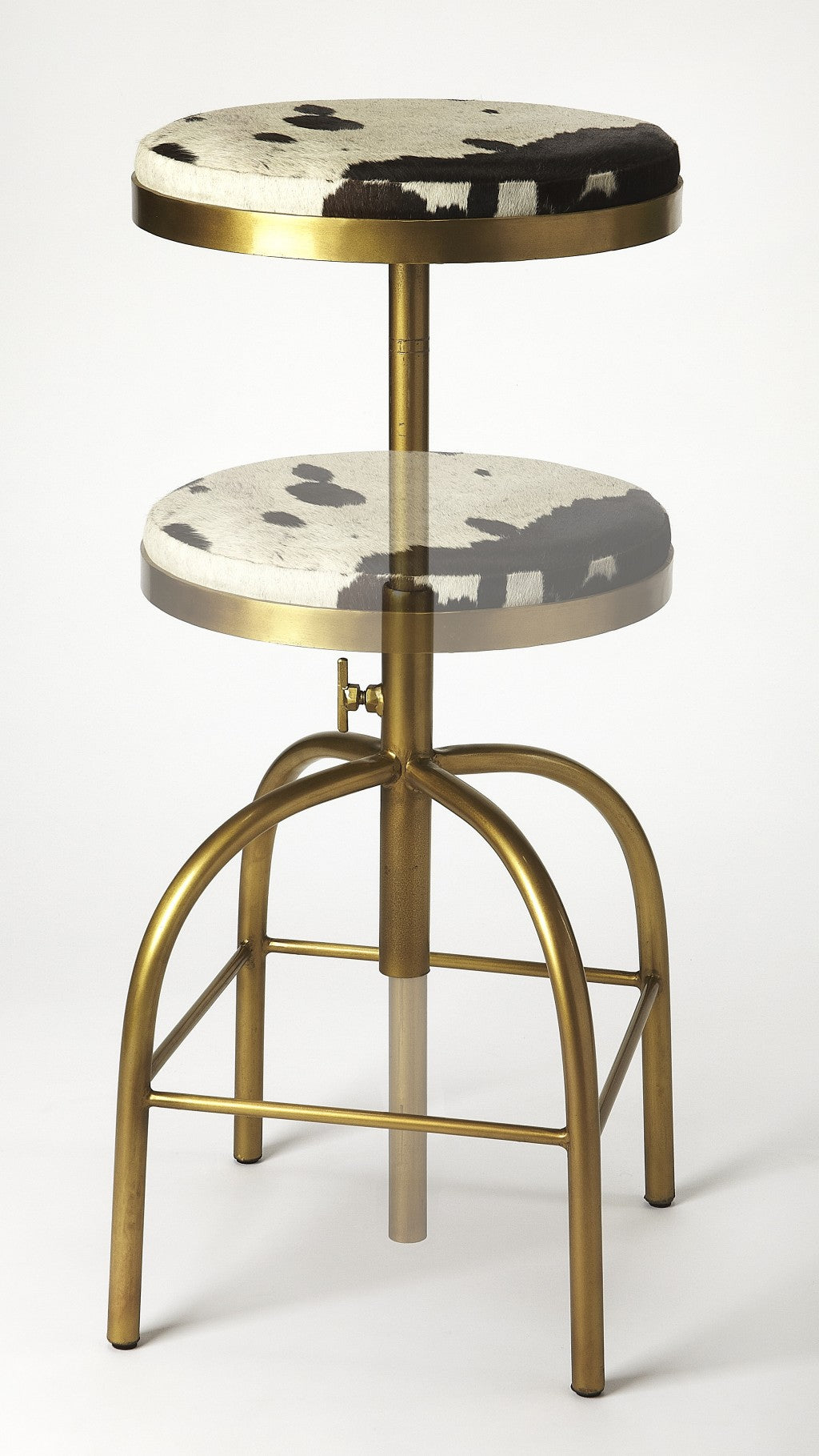 Black Off White and Gold Iron Backless Adjustable Height Swivel Bar Chair-Bar Chairs-DECOROLALA