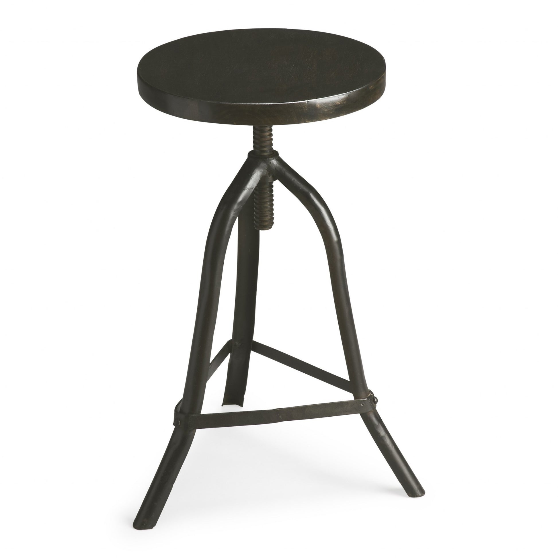 Black Solid Wood And Iron Backless Adjustable Height Bar Chair-Bar Chairs-DECOROLALA
