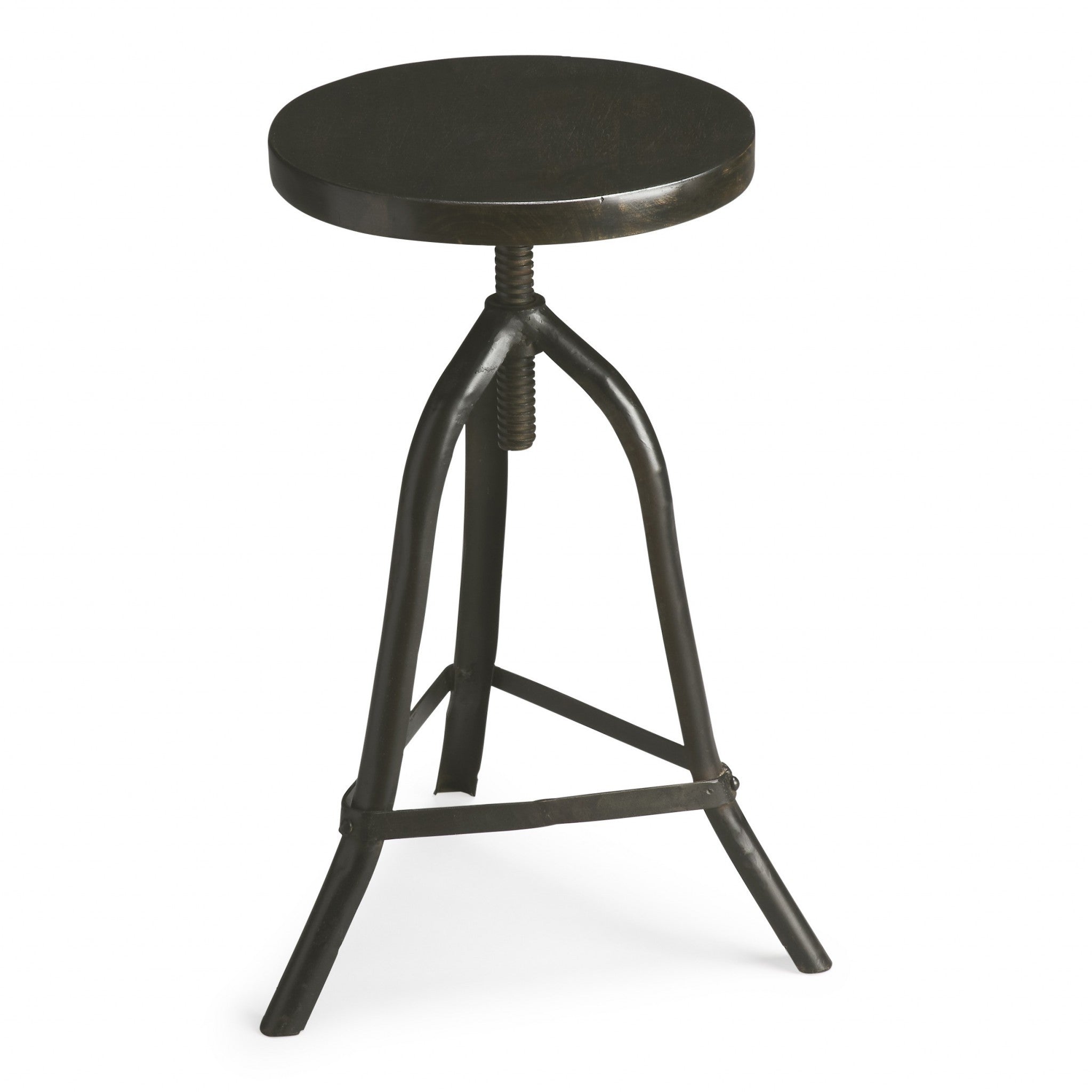 Black Solid Wood And Iron Backless Adjustable Height Bar Chair-Bar Chairs-DECOROLALA