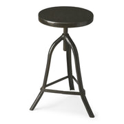 Black Solid Wood And Iron Backless Adjustable Height Bar Chair-Bar Chairs-DECOROLALA