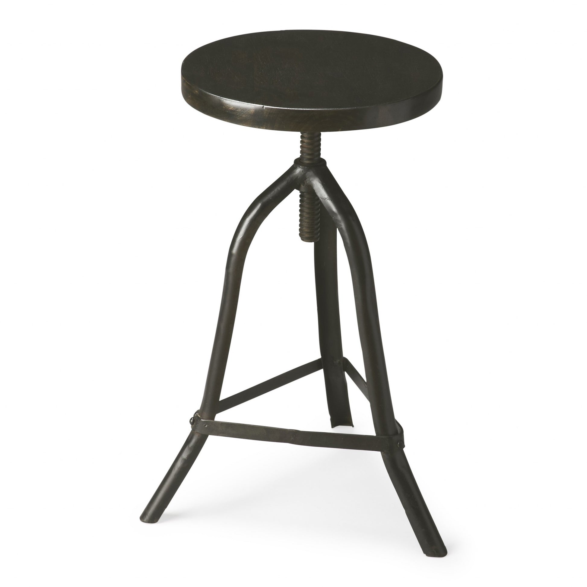 Black Solid Wood And Iron Backless Adjustable Height Bar Chair-Bar Chairs-DECOROLALA