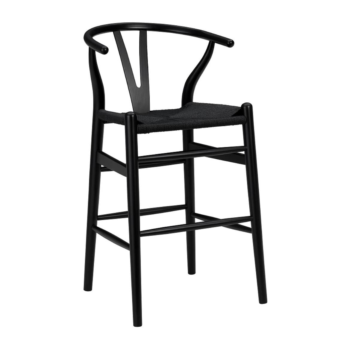 Black Solid Wood Counter Height Bar Chair-Bar Chairs-DECOROLALA