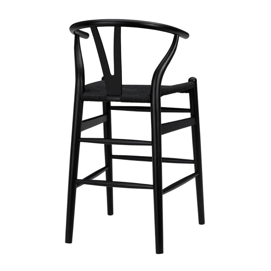 Black Solid Wood Counter Height Bar Chair-Bar Chairs-DECOROLALA