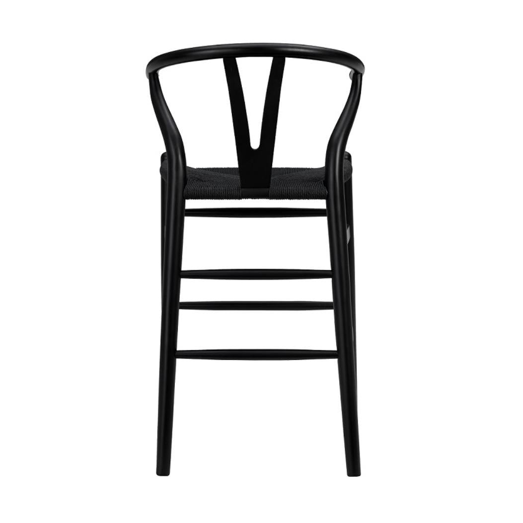 Black Solid Wood Counter Height Bar Chair-Bar Chairs-DECOROLALA