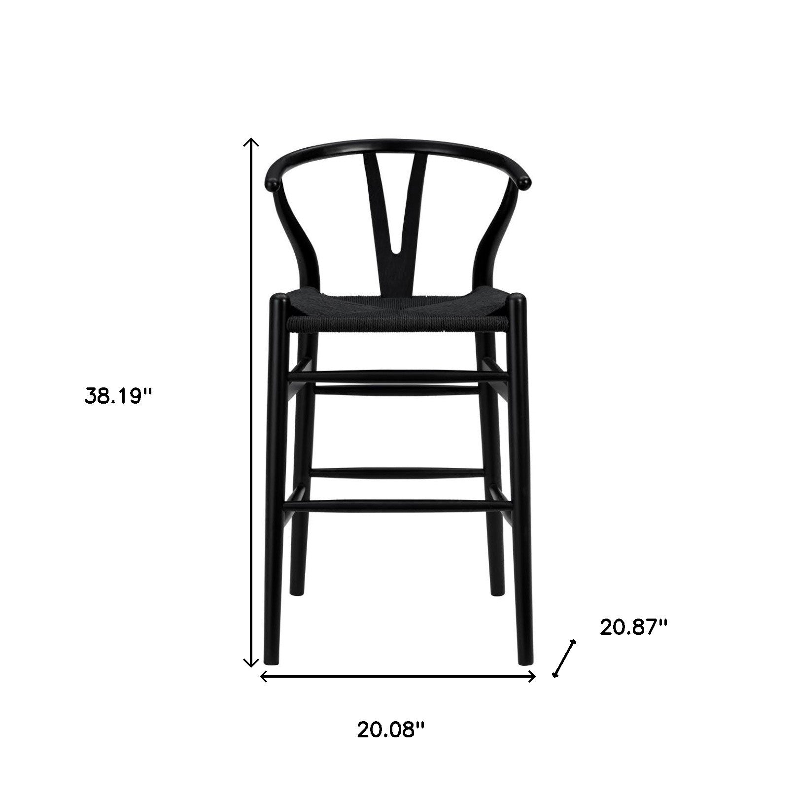 Black Solid Wood Counter Height Bar Chair-Bar Chairs-DECOROLALA