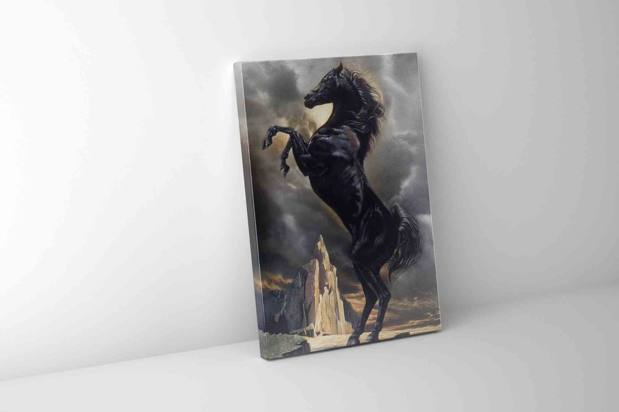 Black Stallion 36" x 48" Fine Art Canvas-Canvas Print-DECOROLALA