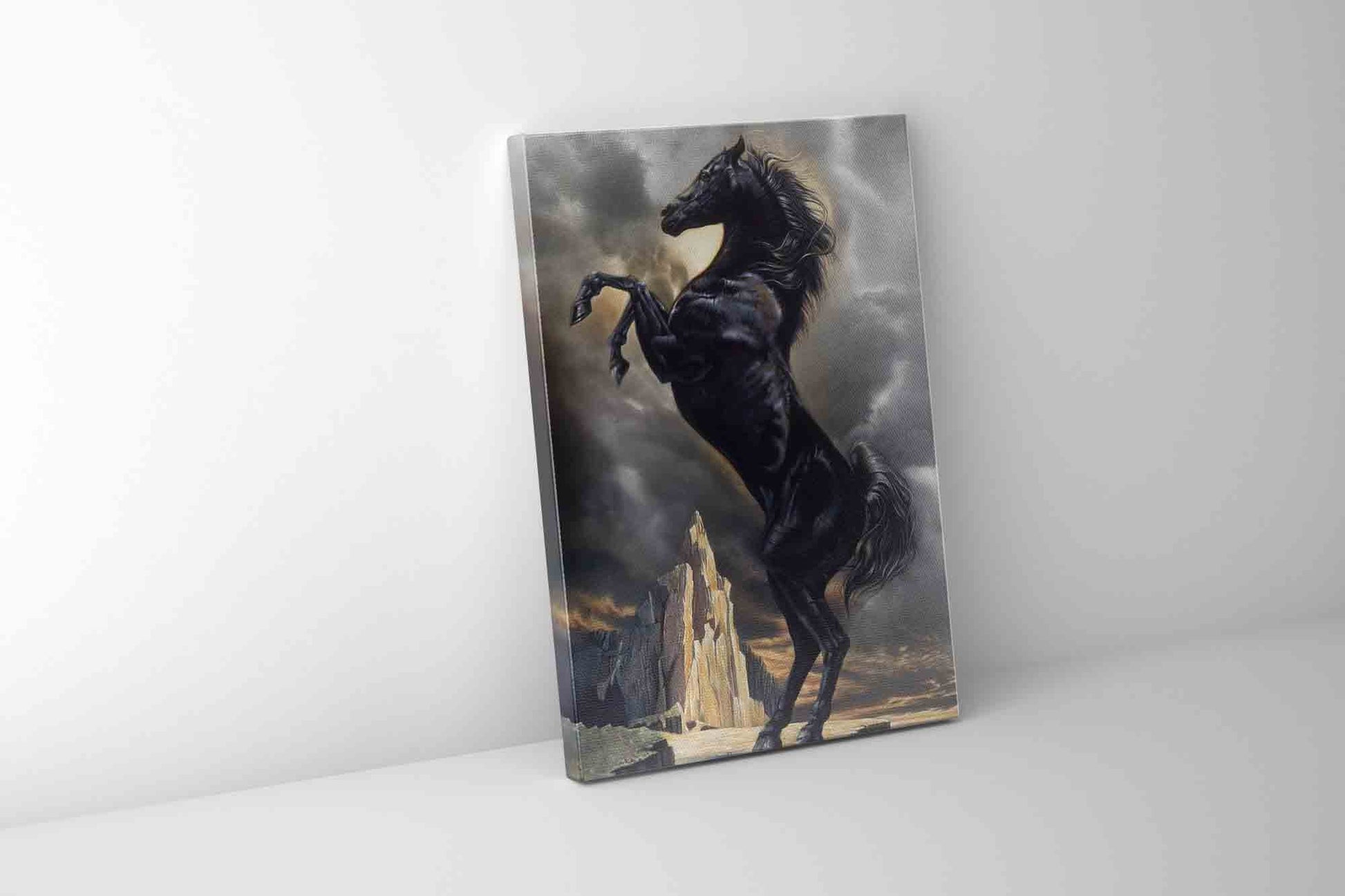 Black Stallion 36" x 48" Fine Art Canvas-Canvas Print-DECOROLALA