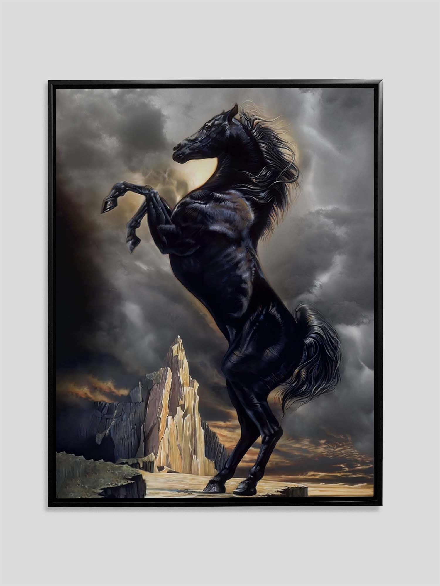 Black Stallion 36" x 48" Fine Art Canvas-Canvas Print-DECOROLALA