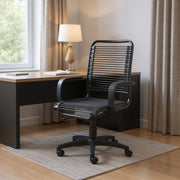 Black Swivel Adjustable Task Chair Bungee Back Steel Frame-Office Chairs-DECOROLALA