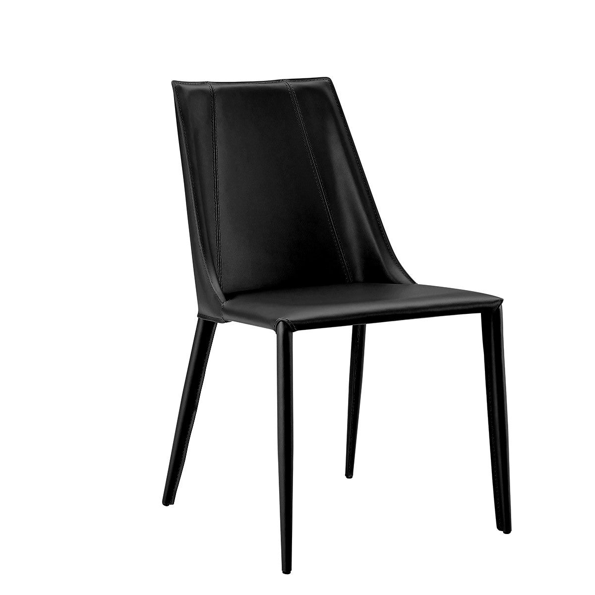 Black Upholstered Leather Dining Side Chair-Dining Chairs-DECOROLALA