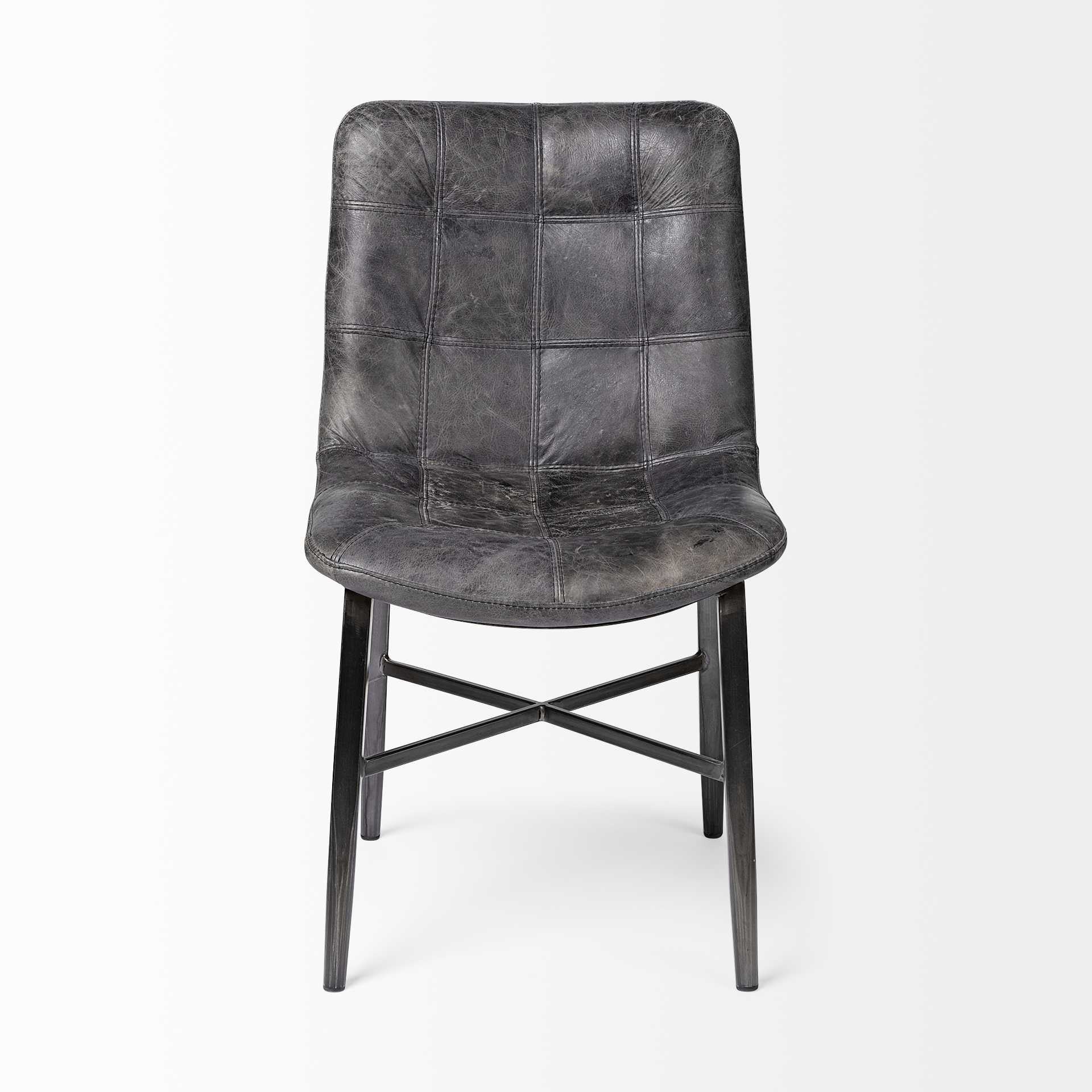 Black Upholstered Leather Dining Side Chair-Dining Chairs-DECOROLALA