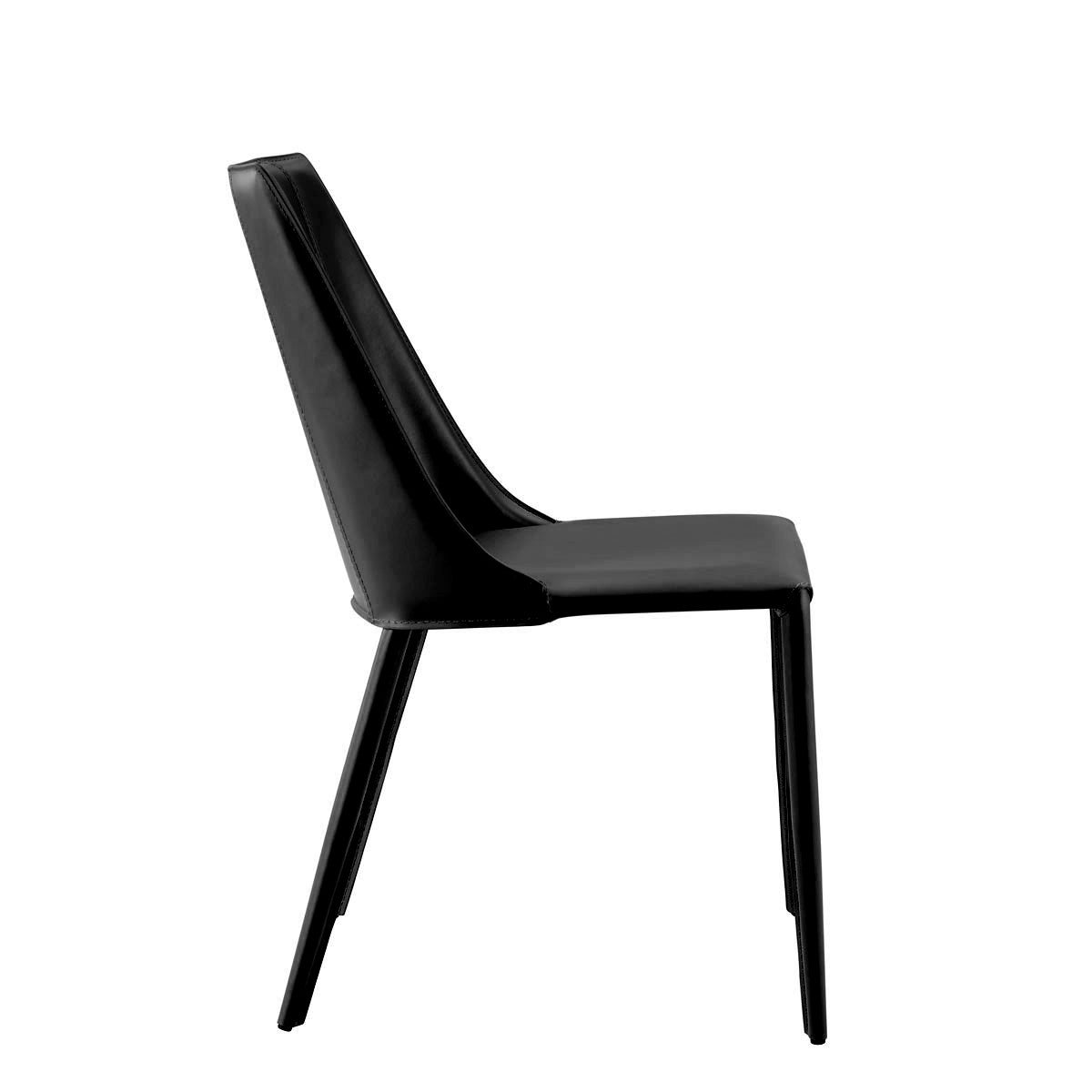 Black Upholstered Leather Dining Side Chair-Dining Chairs-DECOROLALA