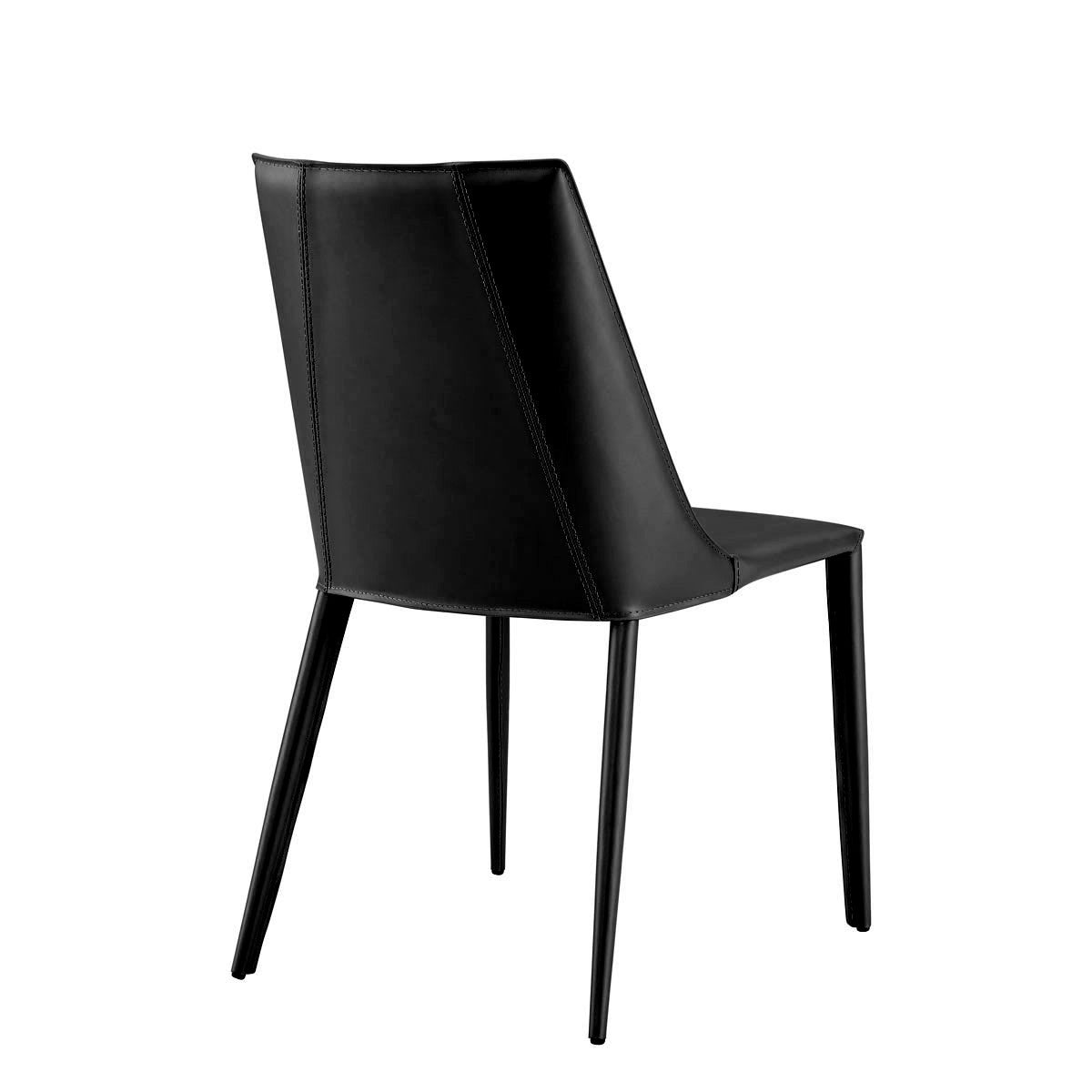 Black Upholstered Leather Dining Side Chair-Dining Chairs-DECOROLALA