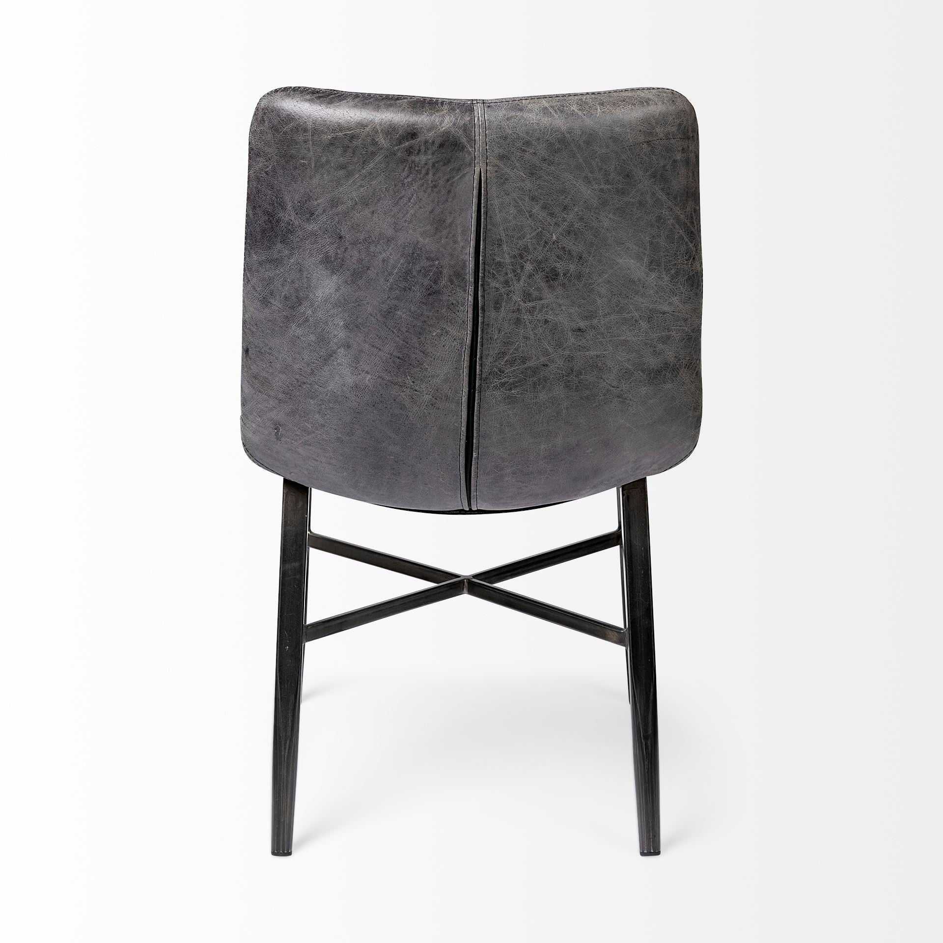 Black Upholstered Leather Dining Side Chair-Dining Chairs-DECOROLALA