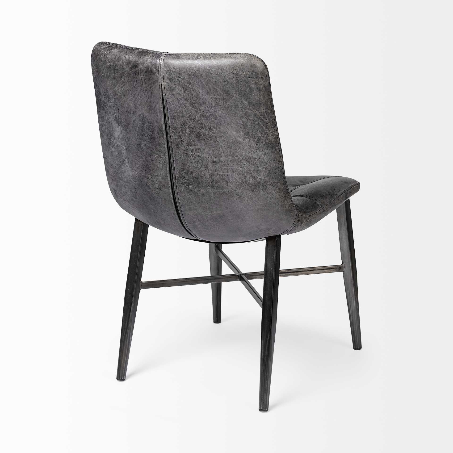 Black Upholstered Leather Dining Side Chair-Dining Chairs-DECOROLALA
