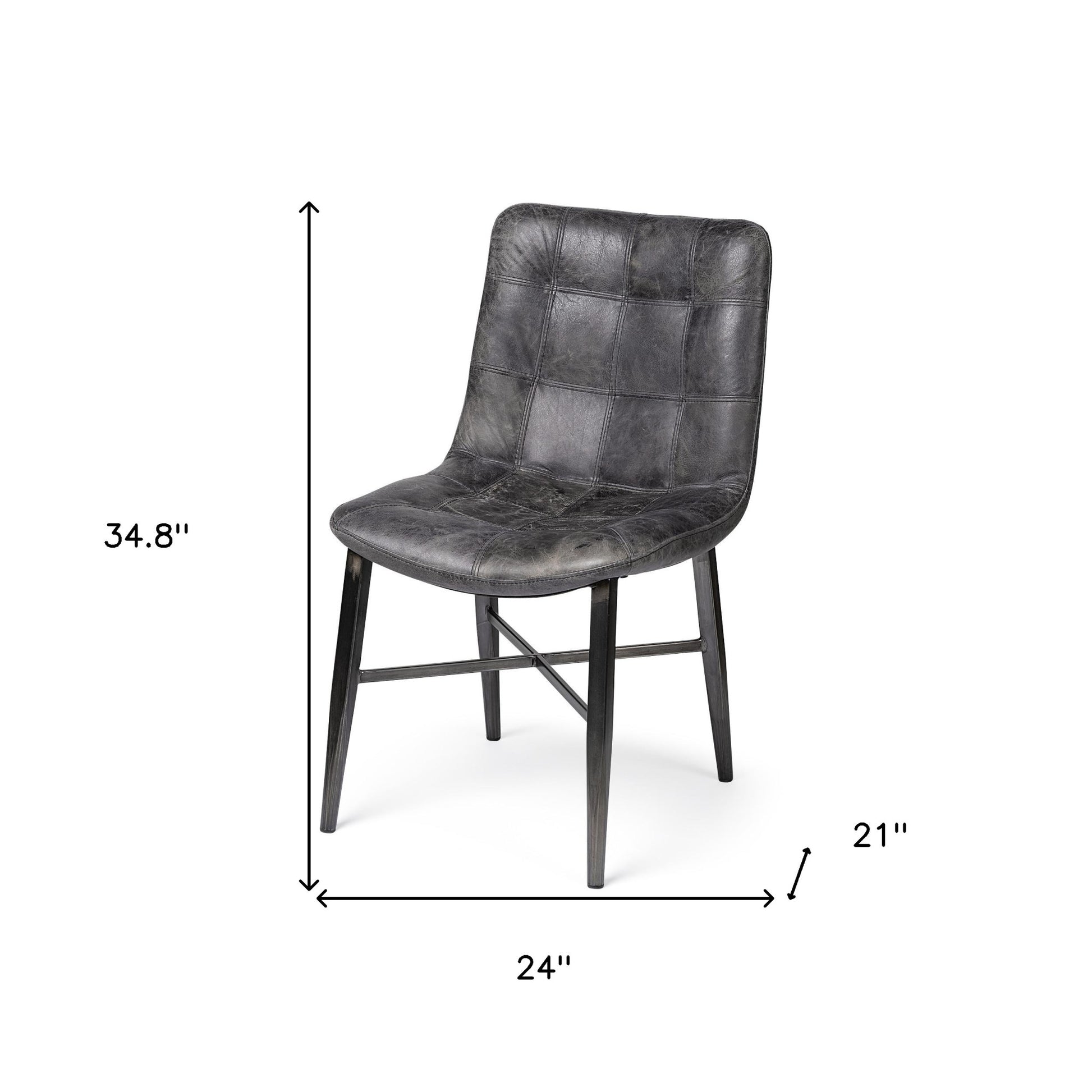 Black Upholstered Leather Dining Side Chair-Dining Chairs-DECOROLALA