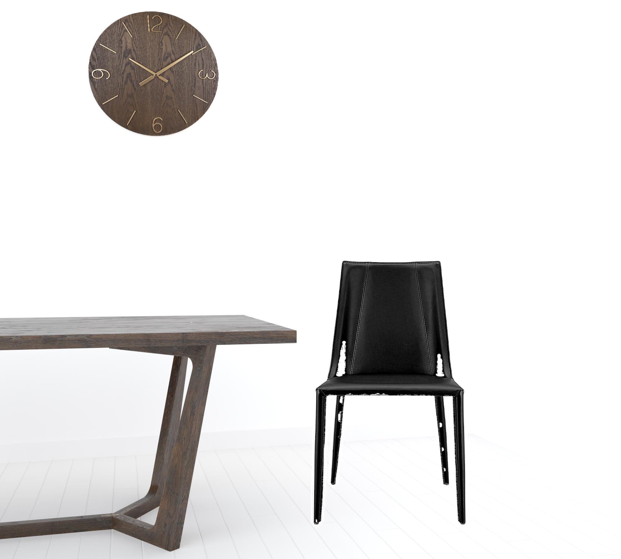 Black Upholstered Leather Dining Side Chair-Dining Chairs-DECOROLALA