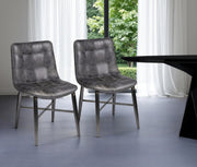 Black Upholstered Leather Dining Side Chair-Dining Chairs-DECOROLALA