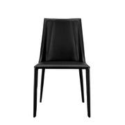 Black Upholstered Leather Dining Side Chair-Dining Chairs-DECOROLALA