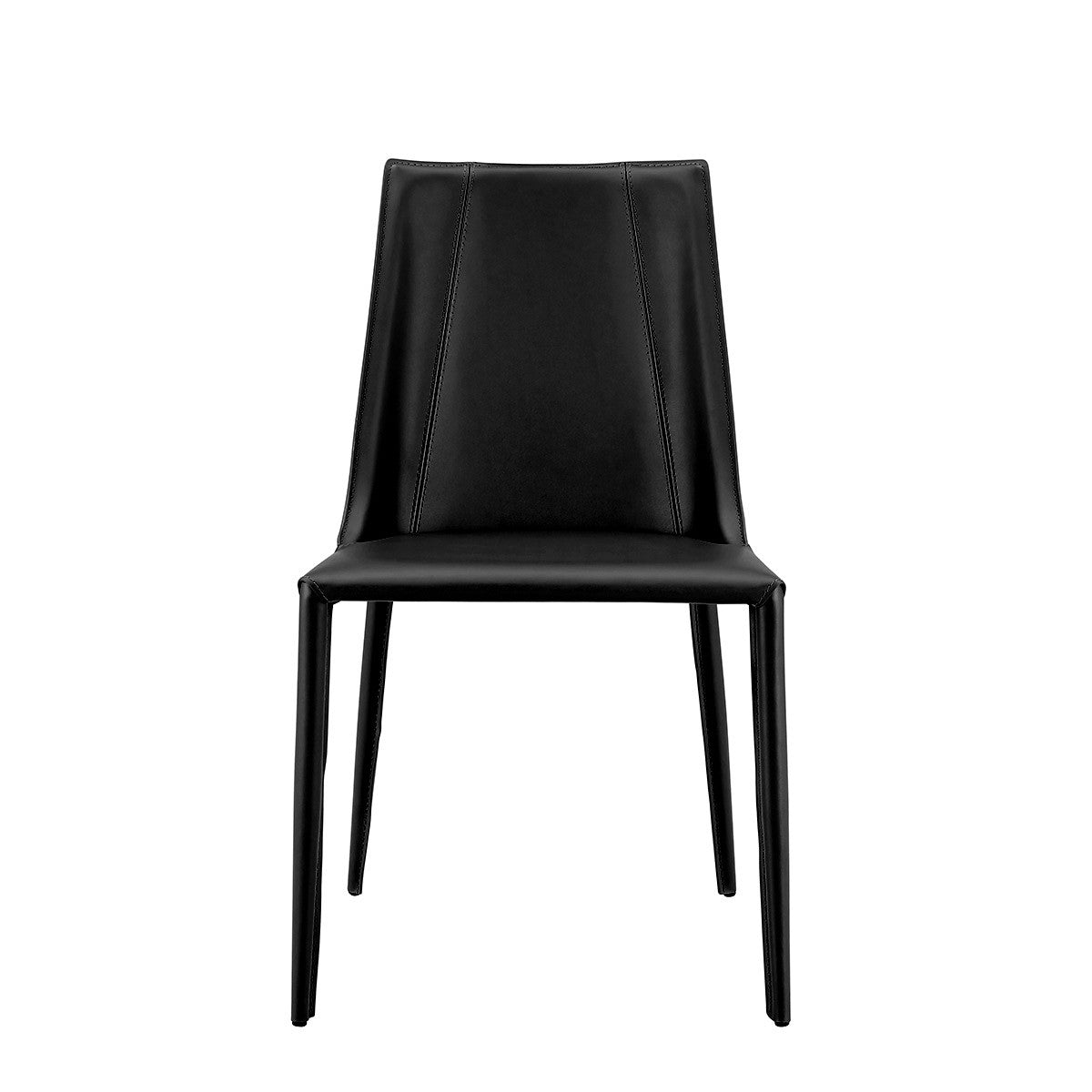 Black Upholstered Leather Dining Side Chair-Dining Chairs-DECOROLALA