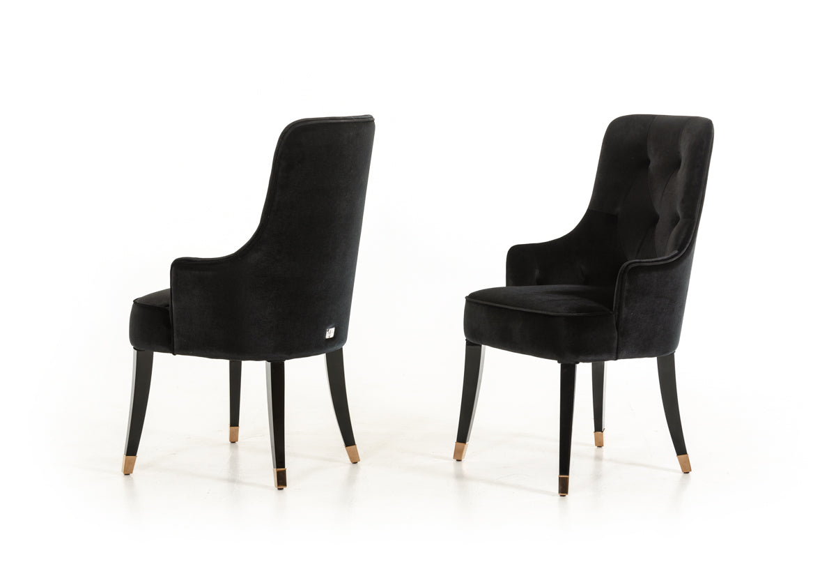 Black Upholstered Velvet Wing Back Dining Arm Chair-Dining Chairs-DECOROLALA