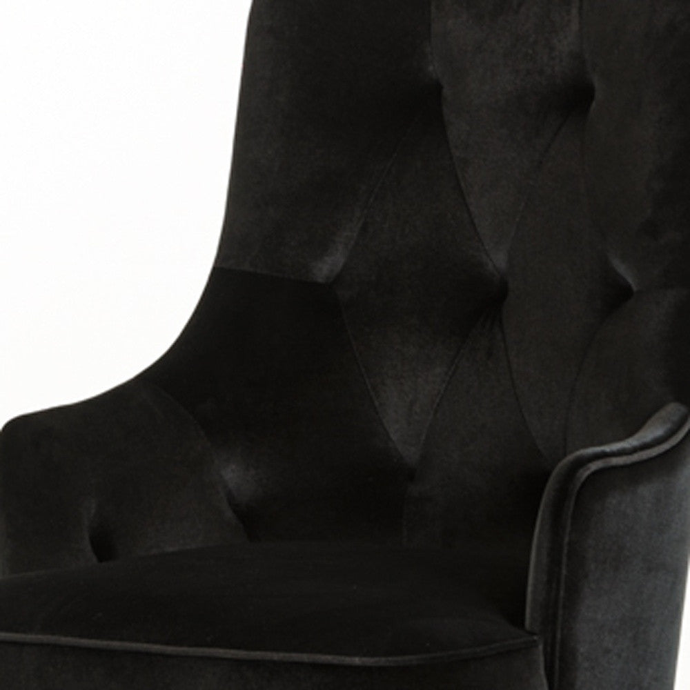 Black Upholstered Velvet Wing Back Dining Arm Chair-Dining Chairs-DECOROLALA