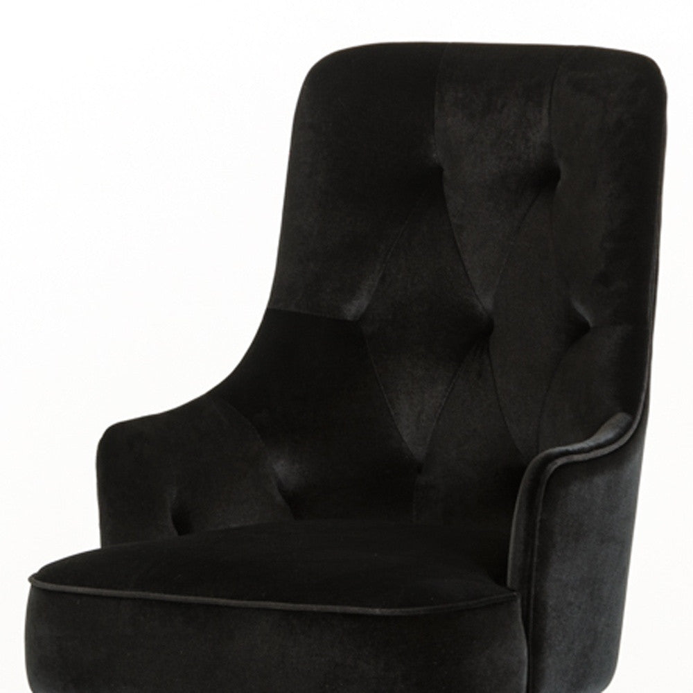 Black Upholstered Velvet Wing Back Dining Arm Chair-Dining Chairs-DECOROLALA