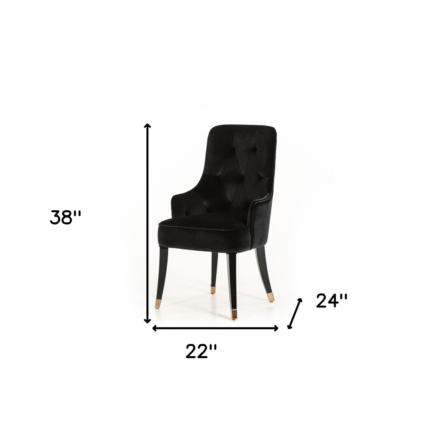 Black Upholstered Velvet Wing Back Dining Arm Chair-Dining Chairs-DECOROLALA