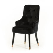 Black Upholstered Velvet Wing Back Dining Arm Chair-Dining Chairs-DECOROLALA