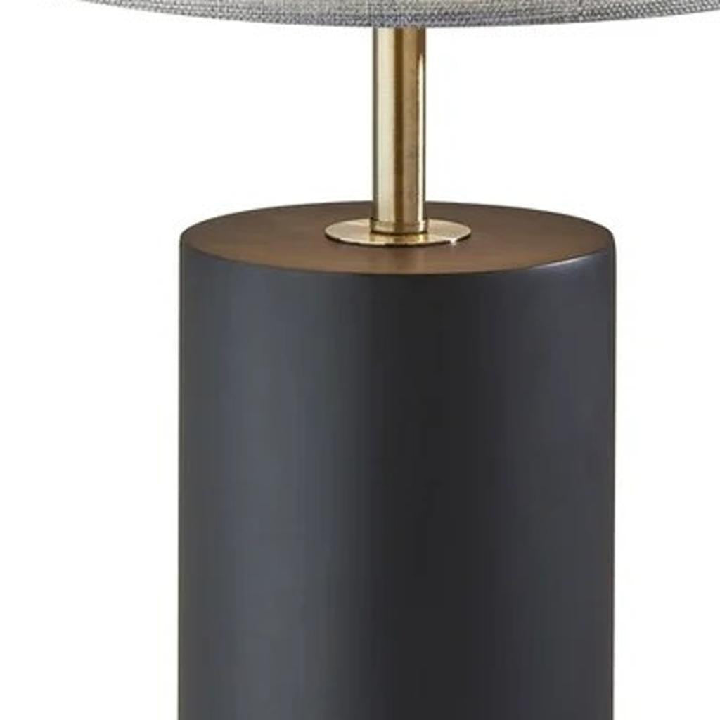 Black Wood Circular Block Table Lamp-Table Lamps-DECOROLALA