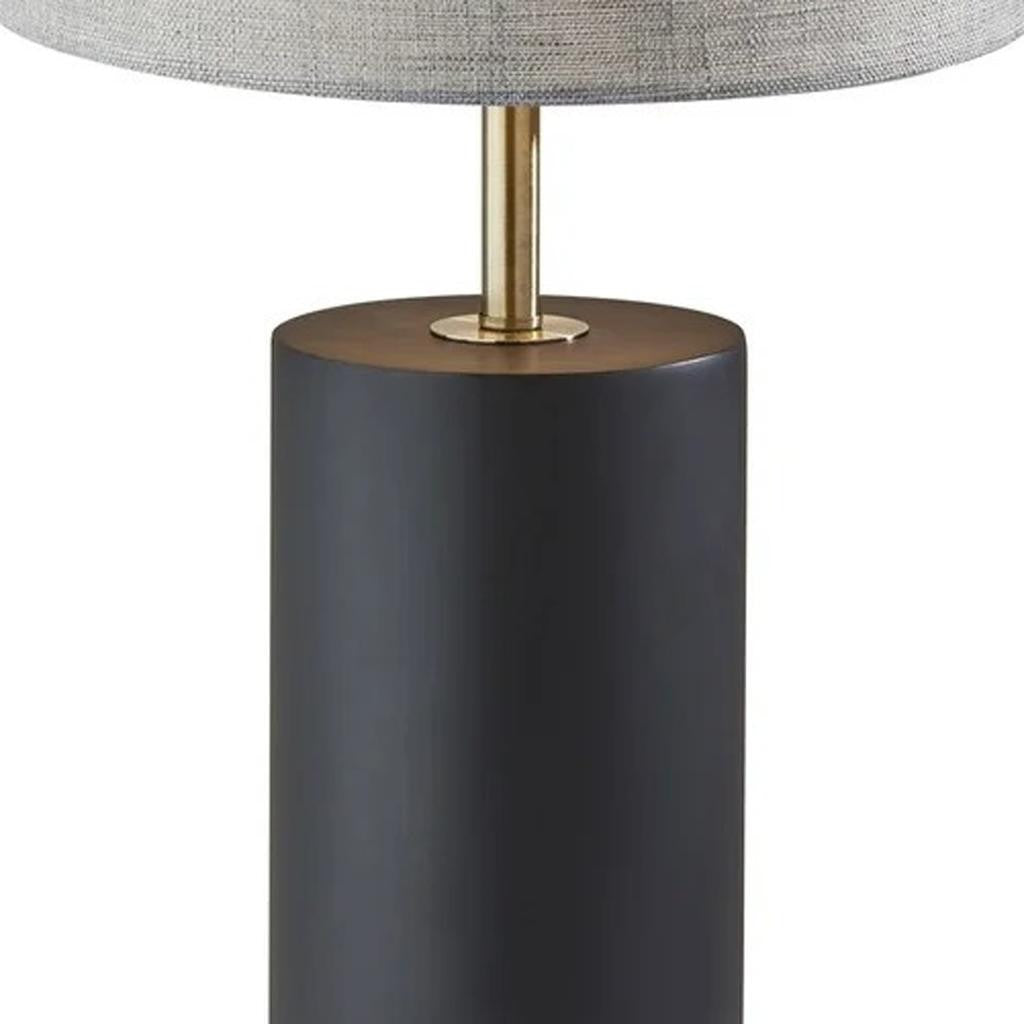 Black Wood Circular Block Table Lamp-Table Lamps-DECOROLALA